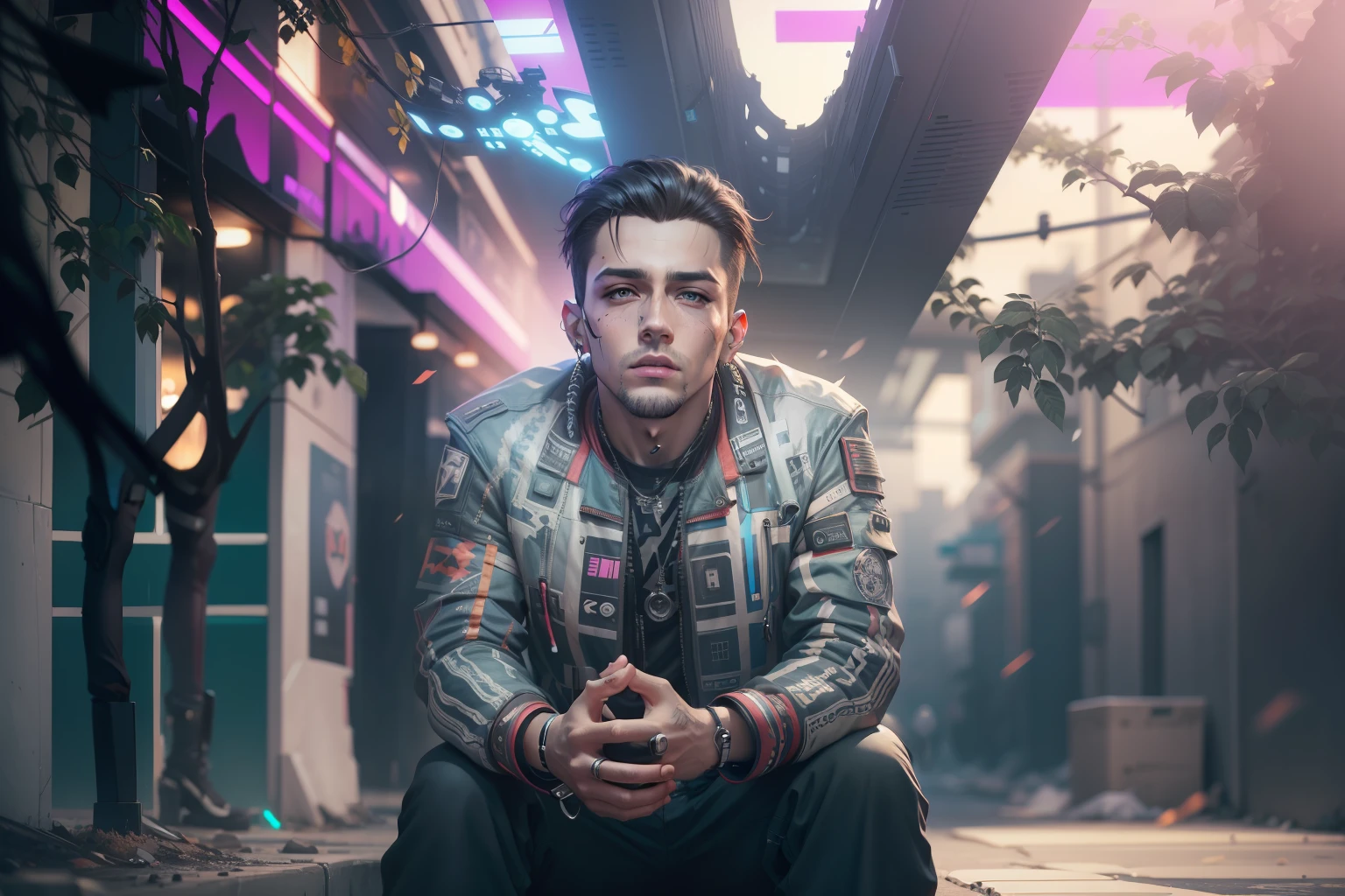 Change background cyberpunk handsome boy realistic face,8k, ultra realistic