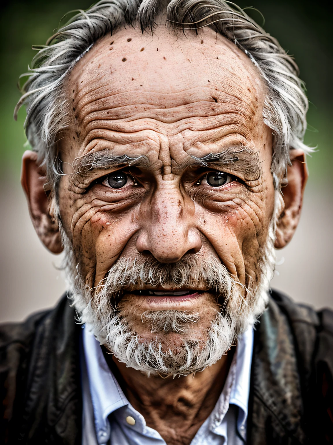 Portrait of an old man in China，ragged attire，（Overwhelming fatigue）），age wrinkles，highly  detailed，documentary photography， press photography， Pulitzer Prize winner，yang08k， photography of， big breasts beautiful， with black background， rich colourful， realisticlying，tmasterpiece，top-quality，best qualityer，offcial art，Beautiful and beautiful，