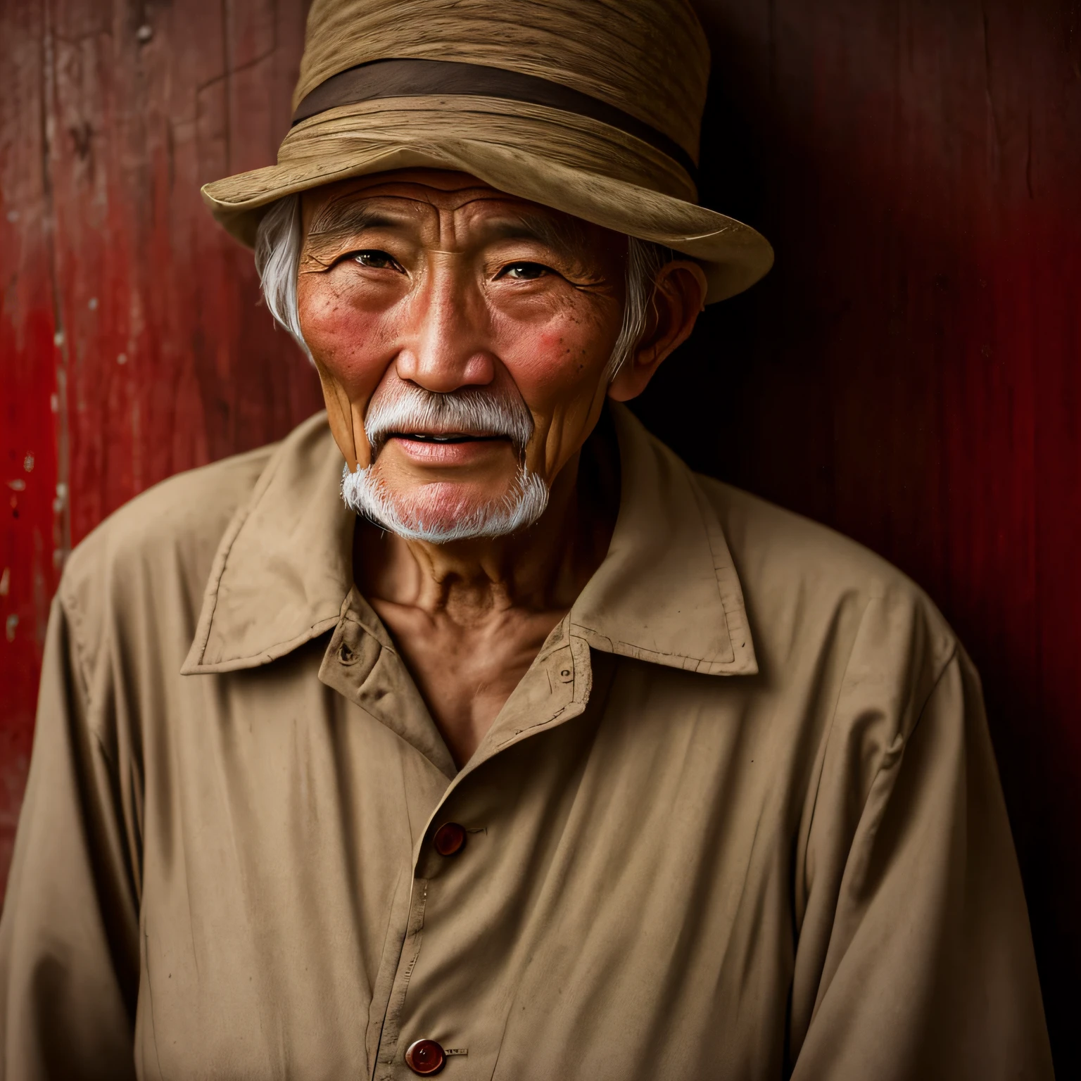 Portrait of an old man in China，age wrinkles，documentary photography， press photography， Pulitzer Prize winner，yang08k， photography of， big breasts beautiful， rich colourful， realisticlying，tmasterpiece，top-quality，best qualityer，offcial art，Beautiful and beautiful，