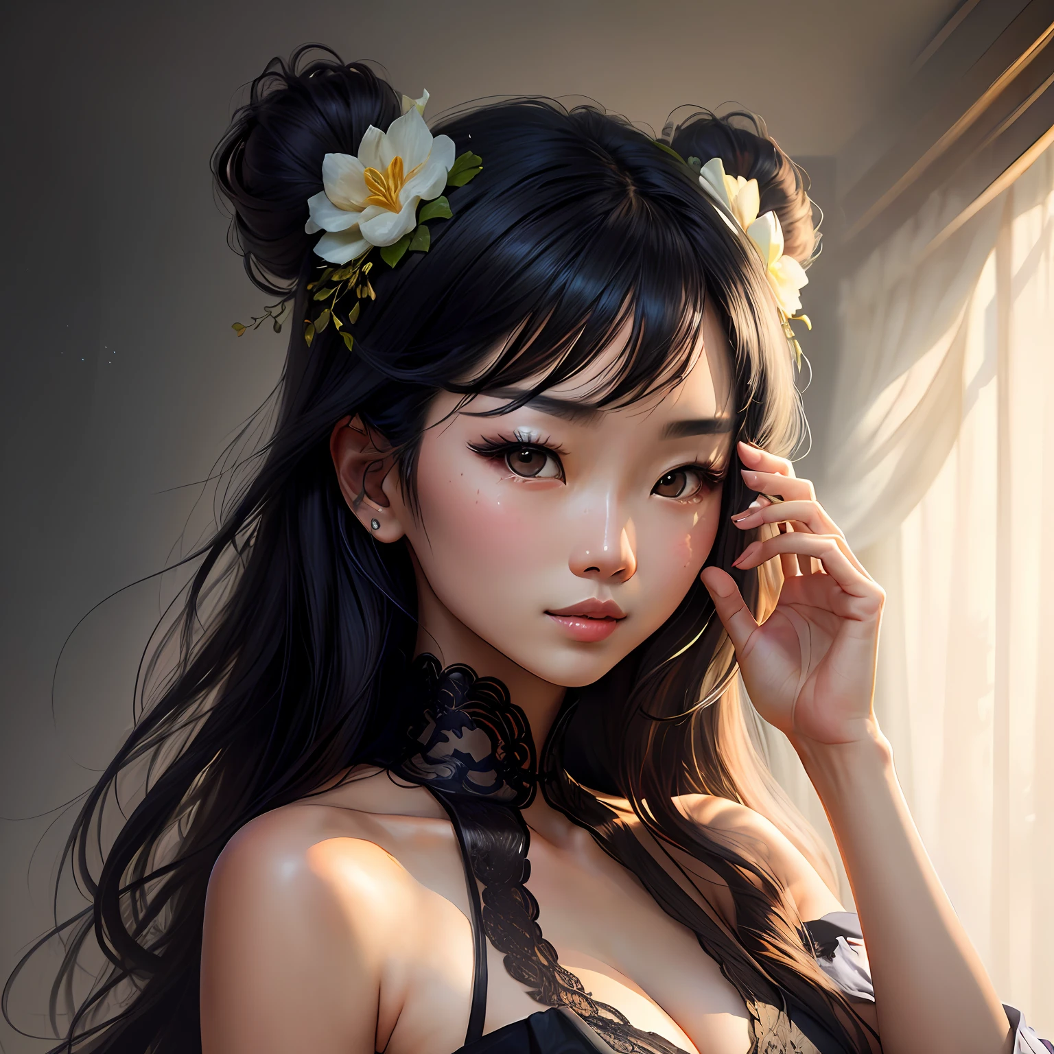 Asian Beauty Black Hair Mysterious