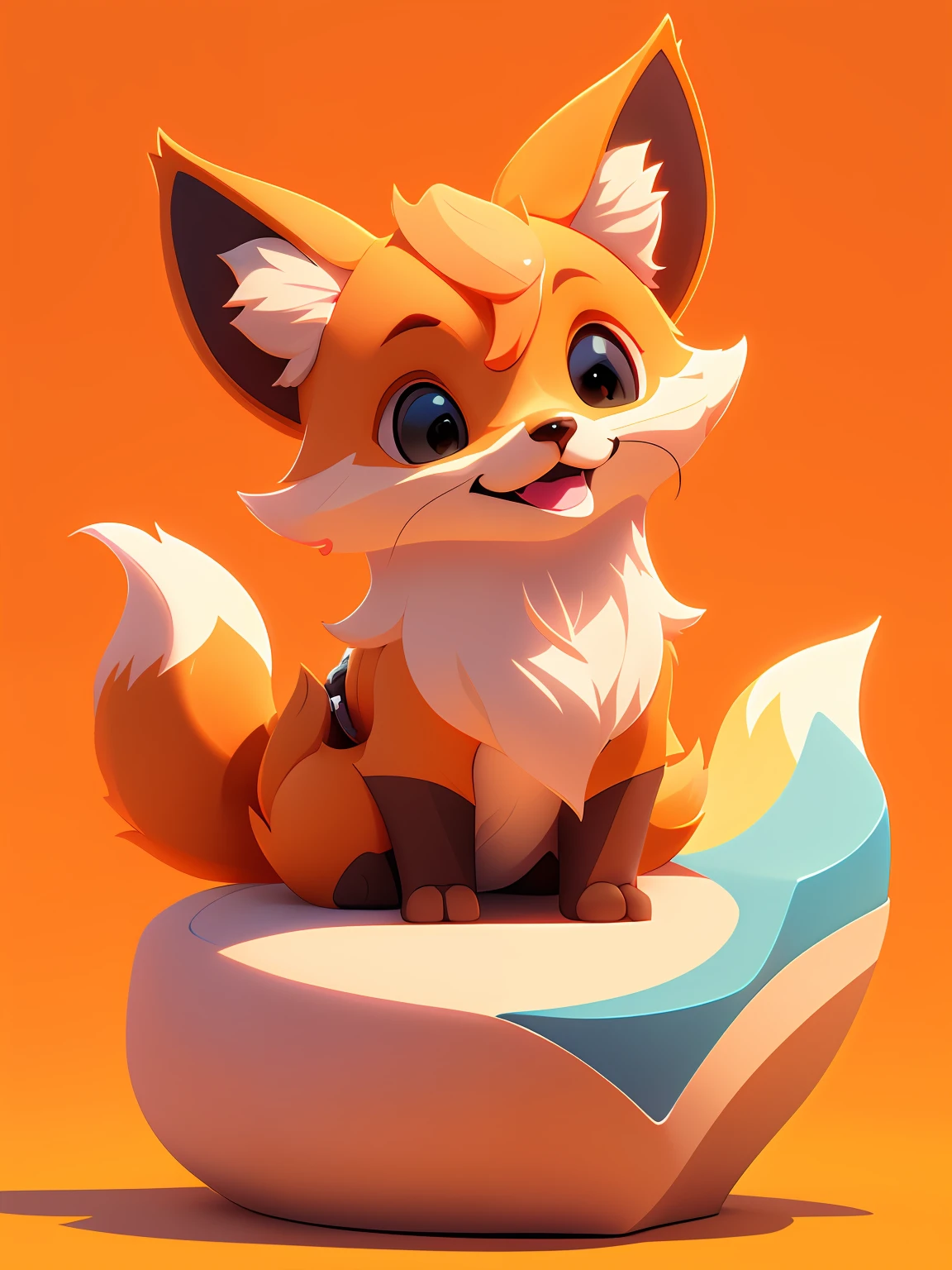 Tiny cute isometric Fox emoji, soft smooth lighting, with soft pastel colors, 3d icon clay render, 120mm lens, 3d blender render, trending on polycount, modular constructivism, Orange background, physically based rendering, centered