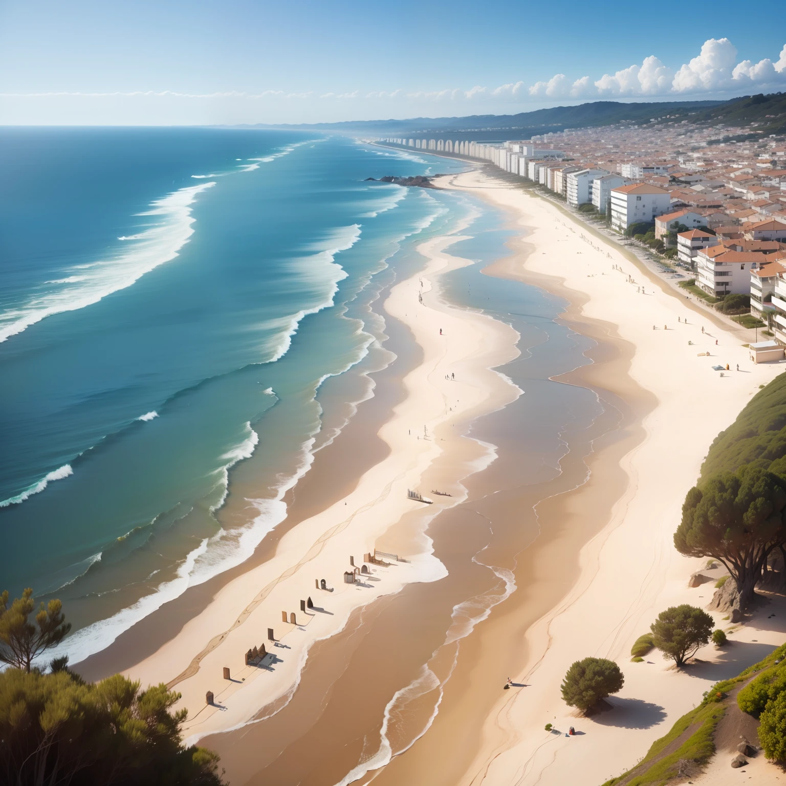 "Capturing the breathtaking beauty of Figueira do Fox, Portugal's beach paradise, in a stunning, high-quality panoramic shot."