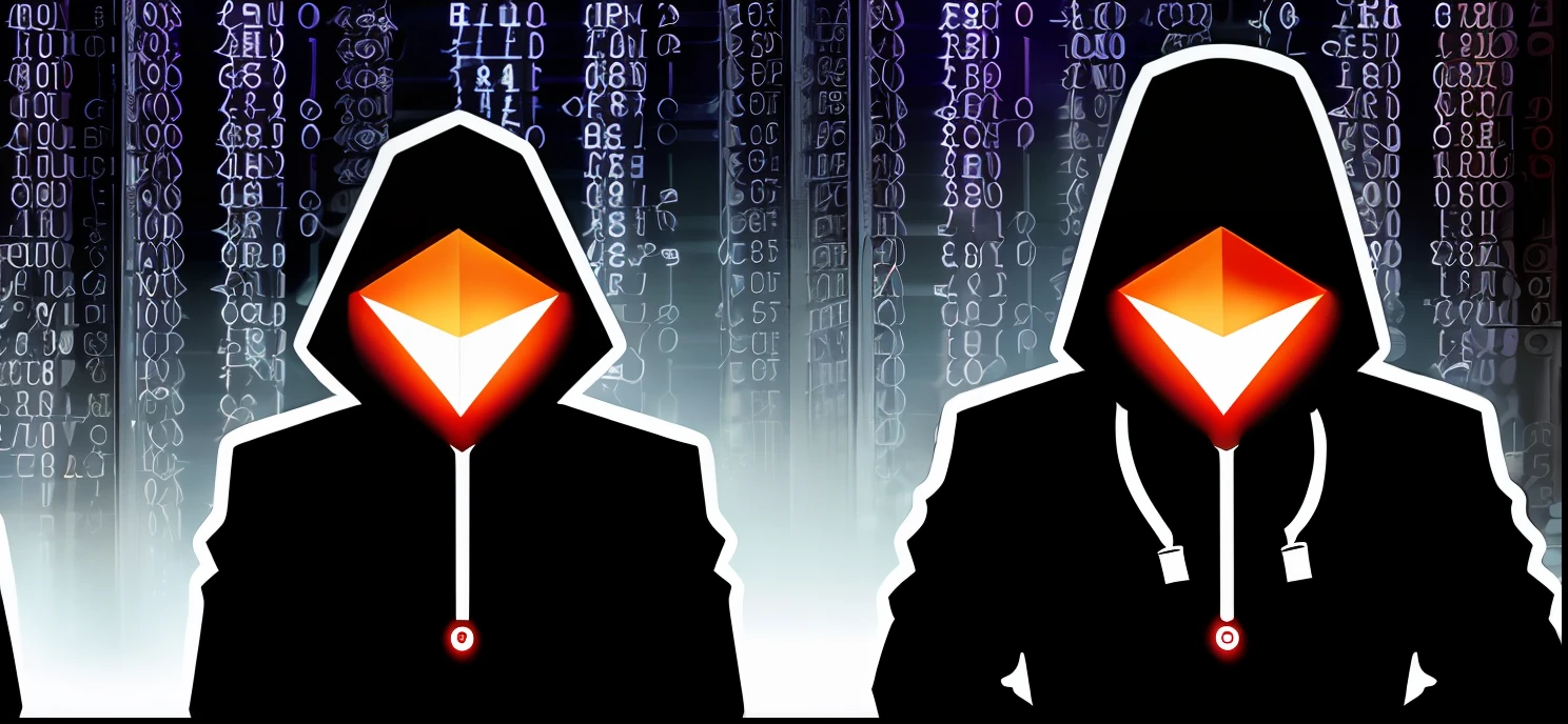 hacking bitcoin and ethereum in dark room lit only by computers with silhouette of a hacker