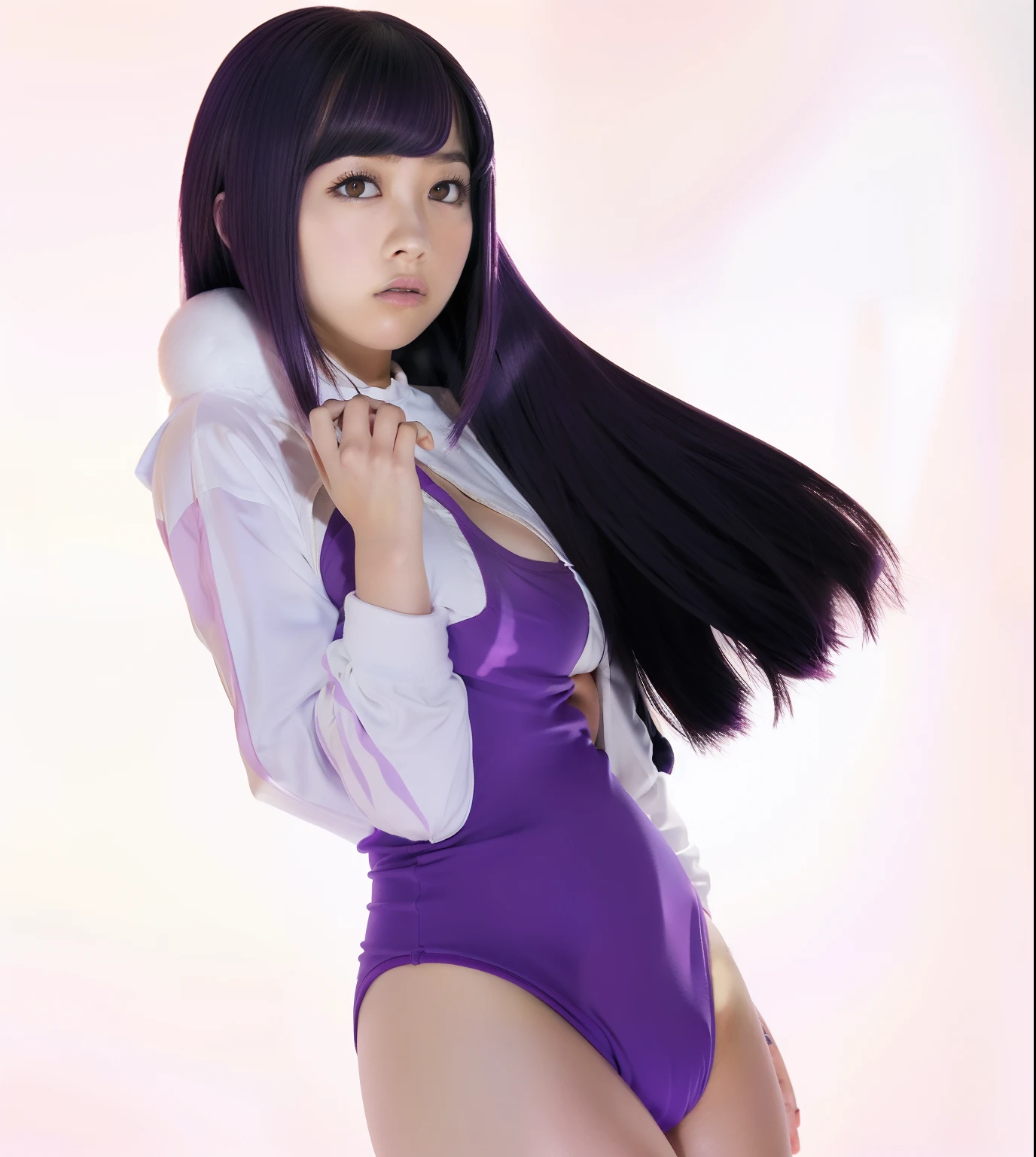 1girl, hinata hyuga, naked, pink pussy, smooth boob, long hair, purple hair, big boob, realistic, ultra detail, 70mm lens,