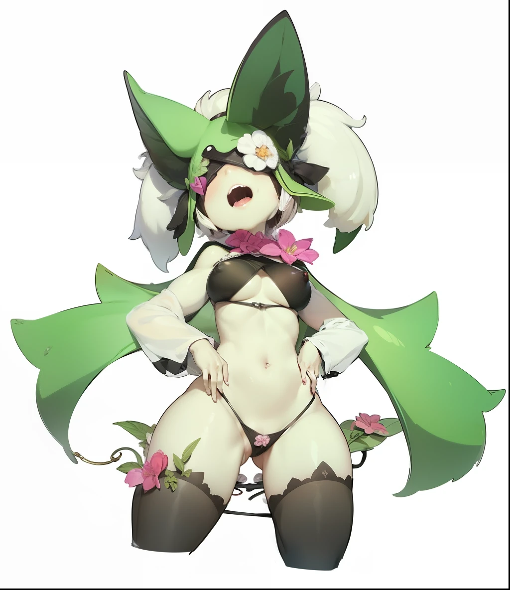 NSFW,high quality picture,8K,however、a very pretty girl, eye mask, big pink flower neclles, Black Bikini,Big Breast,Spread Leg Showoff,magical effect,