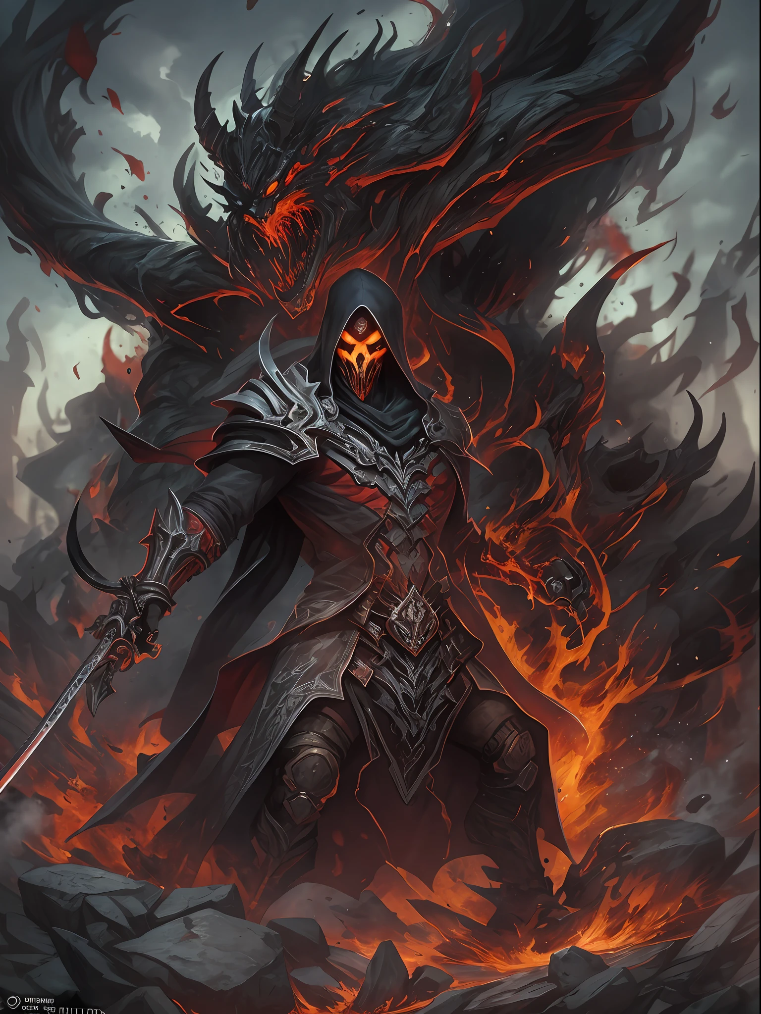 Hombre grande,marcas y simbolos por el cuerpo,pelo largo y lanco,capucha roja,Espada gigante de almas en pena,oscuro,almas,guantes demoniacos,armadura masiba,armadura de almas en pena,demonio, Fuego, caballo infernal de fuego y lava,ojos rojos,ojos azules brillante, infierno, apocalyptic,fin del mundo, Lado oscuro,ruina, guerra, Darksiders , ERA (Darksiders), obra dearte,guerrero,enviado del infierno,Horseman of the Apocalypse,muerte,sangre,destruccion,hambre,lucha,furia,ciudad debastada,edificios en ruinas,calles destruidas,pobo y particulas en el aire,muchas victimas alrededor,demonios muertos,demonios descuarisados y sangrando,espada clabada,espada enterrada,espada con sangre,mirada aterradora,misterio
