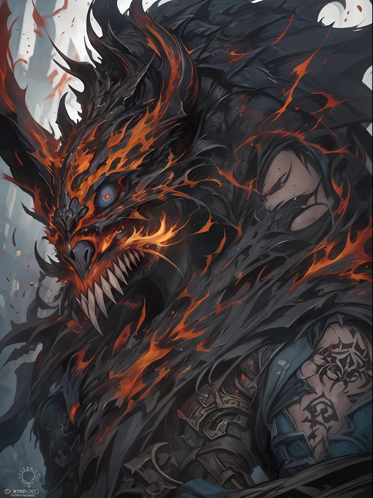 Hombre grande,marcas y simbolos por el cuerpo,pelo largo y lanco,capucha roja,Espada gigante de almas en pena,oscuro,almas,guantes demoniacos,armadura masiba,armadura de almas en pena,demonio, Fuego, caballo infernal de fuego y lava,ojos rojos,ojos azules brillante, infierno, apocalyptic,fin del mundo, Lado oscuro,ruina, guerra, Darksiders , ERA (Darksiders), obra dearte,guerrero,enviado del infierno,Horseman of the Apocalypse,muerte,sangre,destruccion,hambre,lucha,furia,ciudad debastada,edificios en ruinas,calles destruidas,pobo y particulas en el aire,muchas victimas alrededor,demonios muertos,demonios descuarisados y sangrando,espada clabada,espada enterrada,espada con sangre,mirada aterradora,misterio