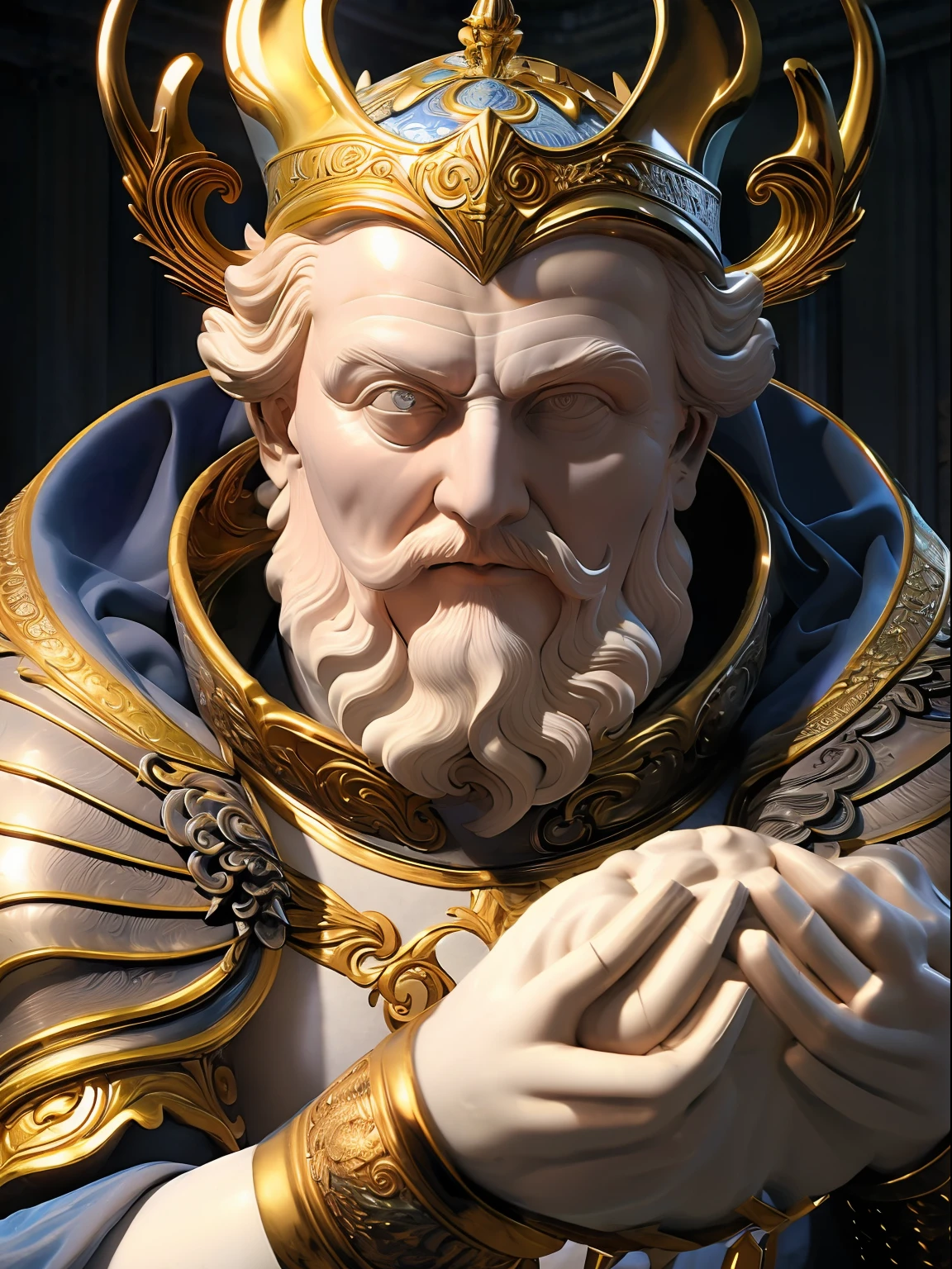 (Best quality),(Masterpiece),(Ultra detailded),(high detailed),(Extremely detailed),God holding a giant porcelain in his hands, Haute fantaisie, cosmique, Effets cosmiques, Un grand impact, Grands yeux, 4K, Dark Souls, Very detailed