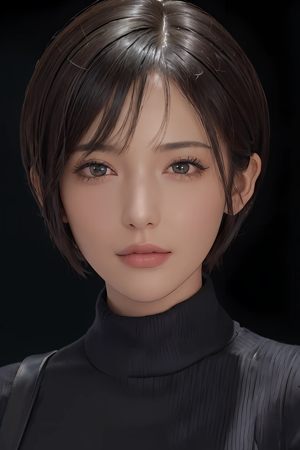 (masterpiece:1.3), (8k, photorealistic, RAW photo, best quality: 1.4), (1girl), beautiful face, (realistic face), (black hair, short hair:1.3), beautiful hairstyle, realistic eyes, beautiful detailed eyes, (realistic skin), beautiful skin, (sweater), absurdres, attractive, ultra high res, ultra realistic, highly detailed, golden ratio