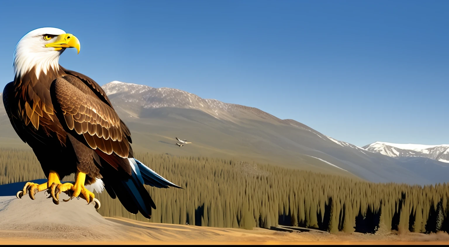 eagle sitting with puffed out chest, movie image