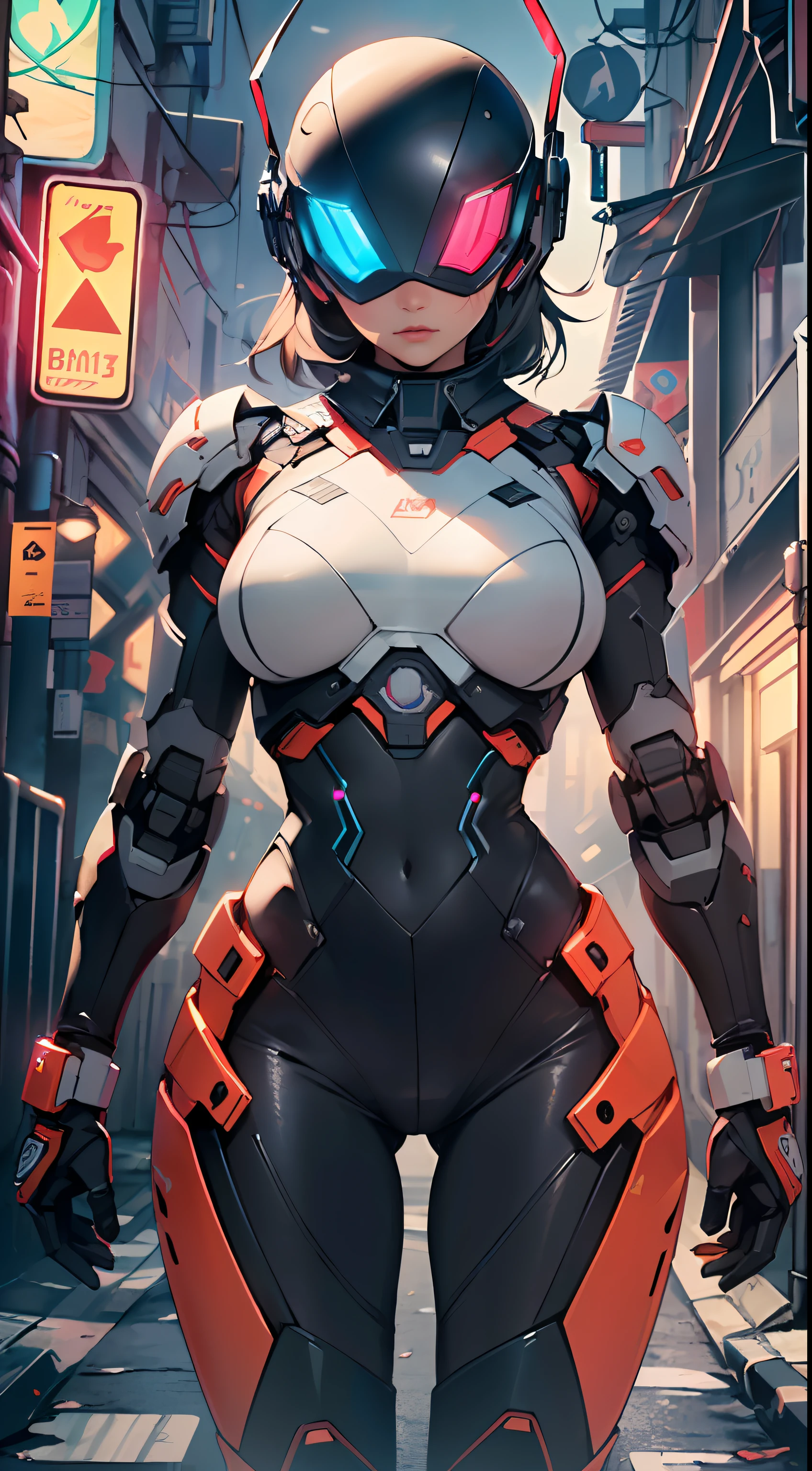 assaultron, itrobo2022, 1girl, solo, breasts:1.4, looking at viewer, robot, humanoid robot, robot joints, one-eyed, joints, no humans, ((black armor, black pants)), wide hips, curvy, mechanical arms, crotch plate, science fiction, post-apocalypse, outside, large breasts
lot of rgb,(spider lower abdomen),
(((nsfw))),
motorcycle black helmet,(wearing head-mounted display that is chunky and hi-tech with neon lights:1.2), corporate logos,complete helmet,no face,black body,black skin,black robotic body,technological face mask,Cybernetic_Jawless, mask,
(dynamic pose:1.0),solo focus,embarrassed,centered,scale to fit dimensions,Rule of thirds,
outdoors,((night view)),(cyberpunk night street Background: 1.5,dark sky,alleyway,lonely alley,thick clouds,detailed background:1.25),
(best quality),(high resolution),(sharp focus),(ultra detailed),(extremely detailed),(extremely high quality artwork),8k_wallpaper,(extremely detailed CG 8k),(very fine 8K CG),((hyper super ultra detailed perfect piece)),flawless,(((masterpiece))),illustration,vibrant colors,(intricate),High contrast,Selective lighting,Double exposure,HDR (High Dynamic Range),Post-processing,Background blur,