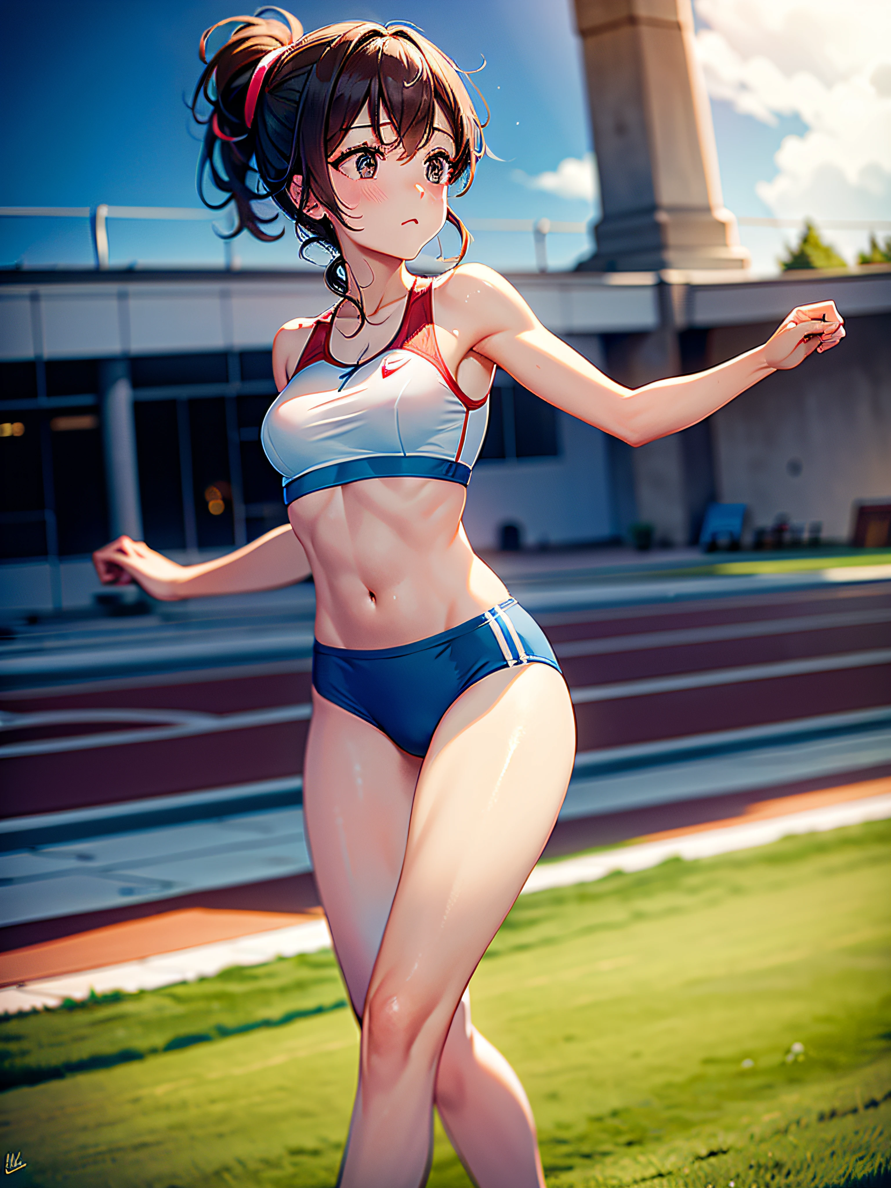 muer deportista en pista de atletismo, iluminacion natural
