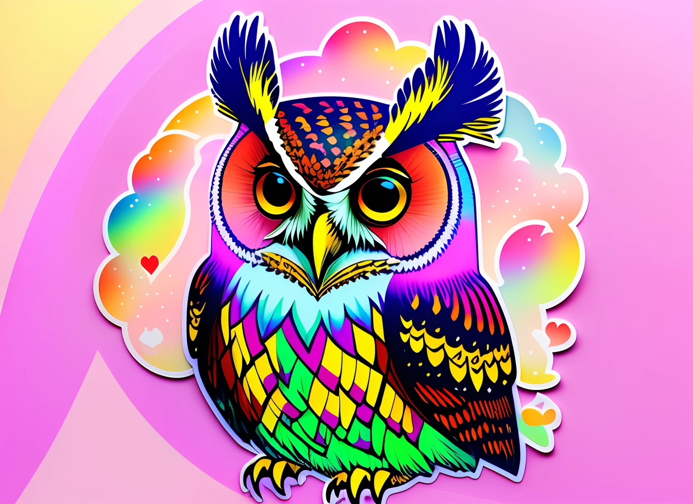 owl, Sticker, Ecstatic, Pastel, Anime, Contour, Vector, White Background, Detailed --auto --s2