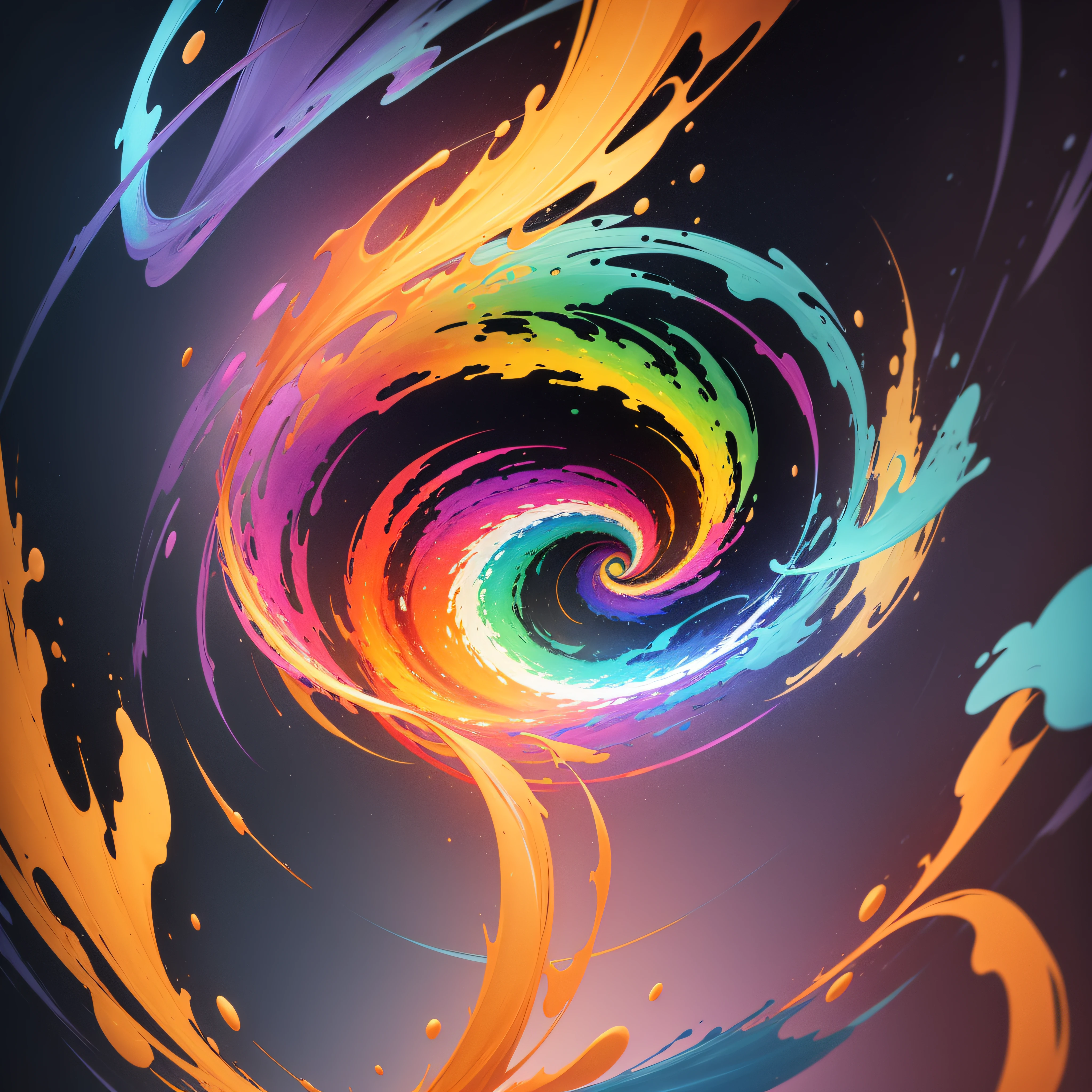 A swirling vortex of vibrant colors, radiating from a portal of paint that leads to a mysterious parallel universe.