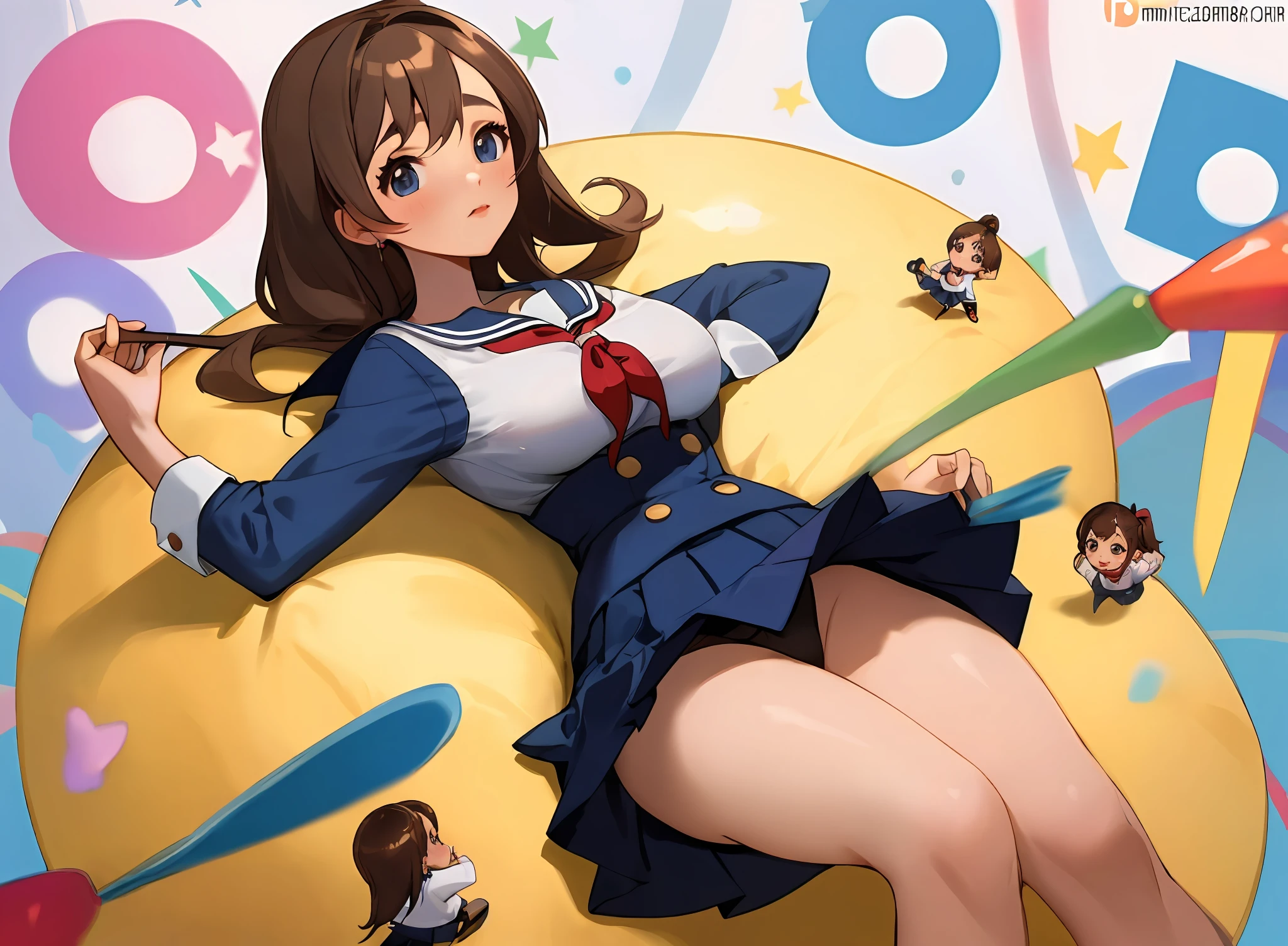 Jimena Sánchez with mini school skirt