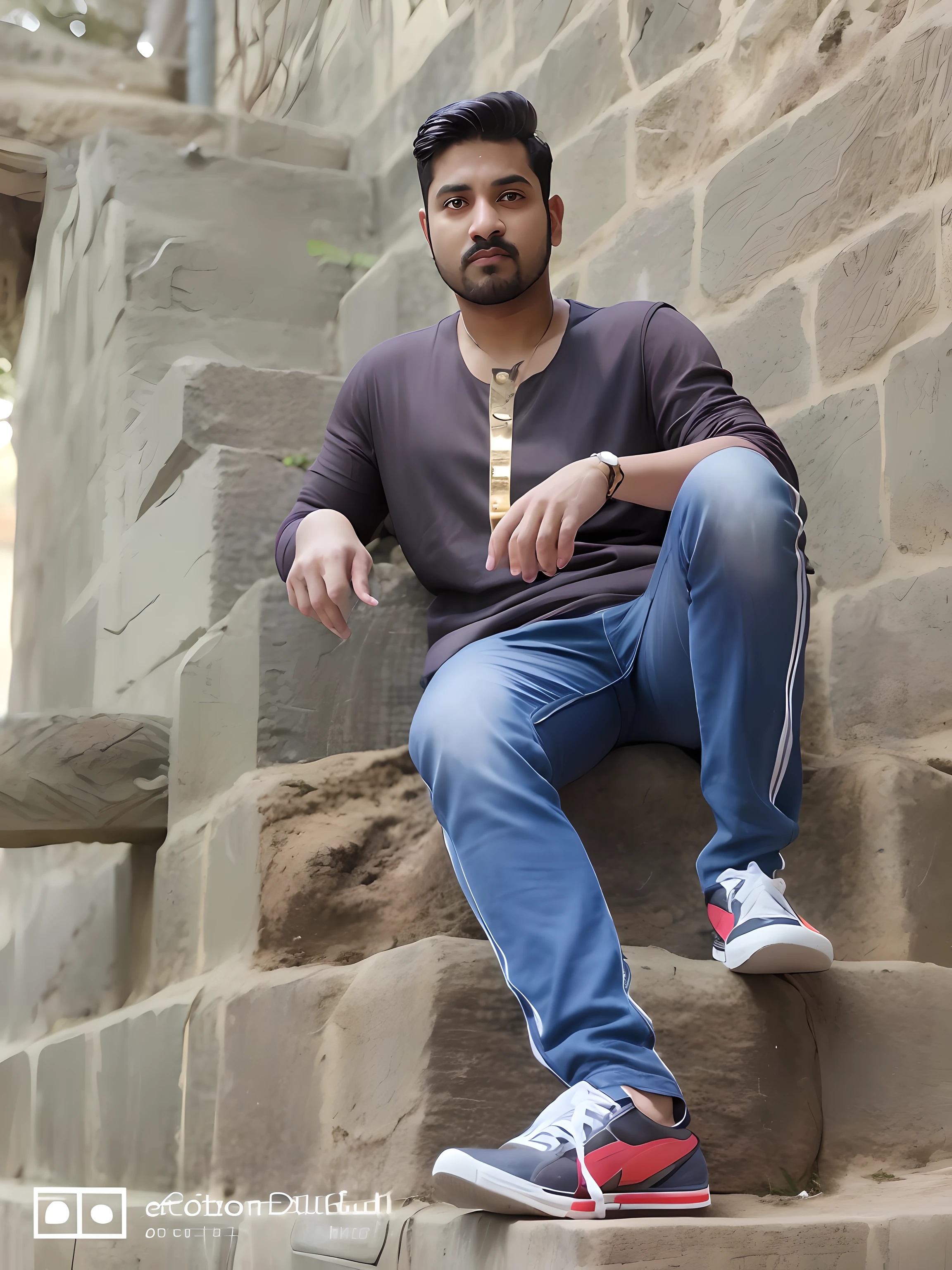 arafed man sitting on a stone wall with a tie on, full body photogenic shot, casual photography, with a cool pose, jayison devadas style, very artistic pose, shot on sony a 7, jayison devadas, stylish pose, casual pose, full body portrait shot, cool pose, inspired by Saurabh Jethani, !! low contrast!!