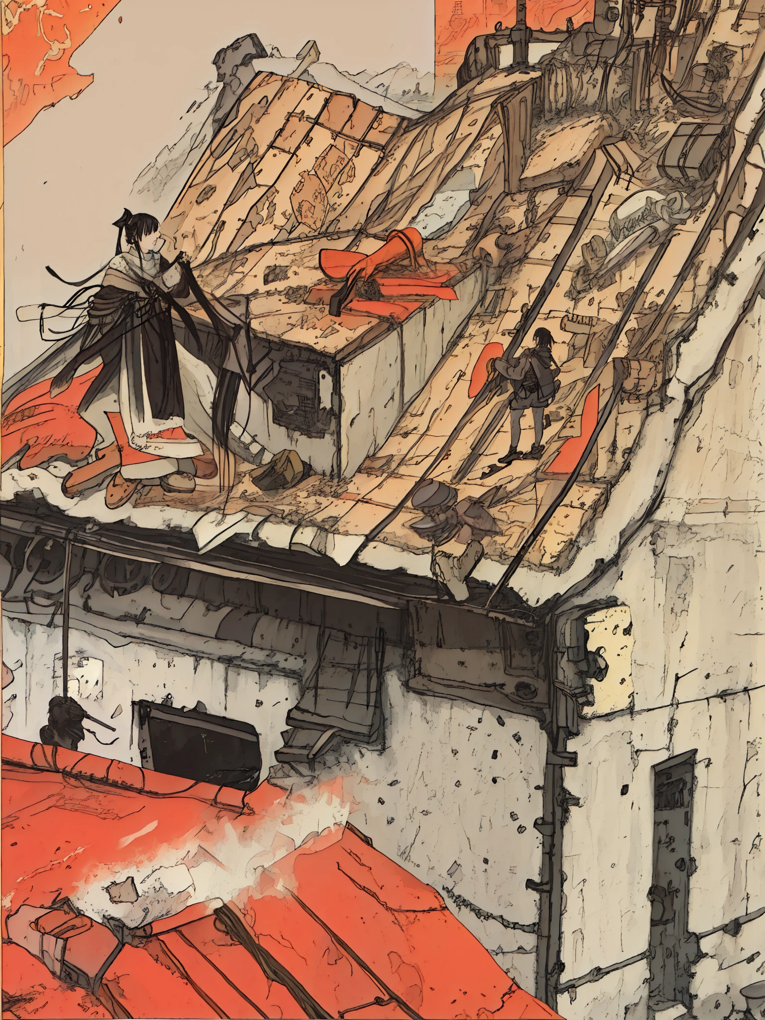 (landscapes、No humans、outside of house、Skysky:1.2)、​masterpiece、top-quality、beautiful countenance、8K、absurderes、Dirty and cracked concrete、Rusty metal sign、Abandoned square、a street、cables、pole、Rusty guardrails、Empty box、Paint on damaged walls、Oil drum、Broken windows、Litter on the ground、rusty scrap、Damaged sofa、frombelow、Near and far law、depth of fields、nffsw、(Bleach Bypass、ginnokoshi:0.8)、 电影灯光、profetional lighting、Very dark landscape shadows、highly contrast、foco nítido、hight resolution、a picture、hyper realisitic、ultra-detailliert、Sharp Detail、finedetail