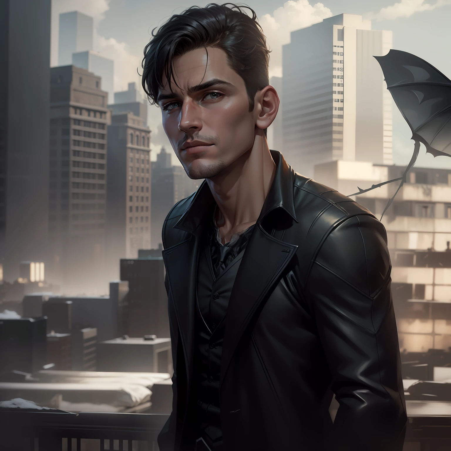 Best quality, realistic face, realistic, handsome boy , 4k, change background the Batman, gotham , batman