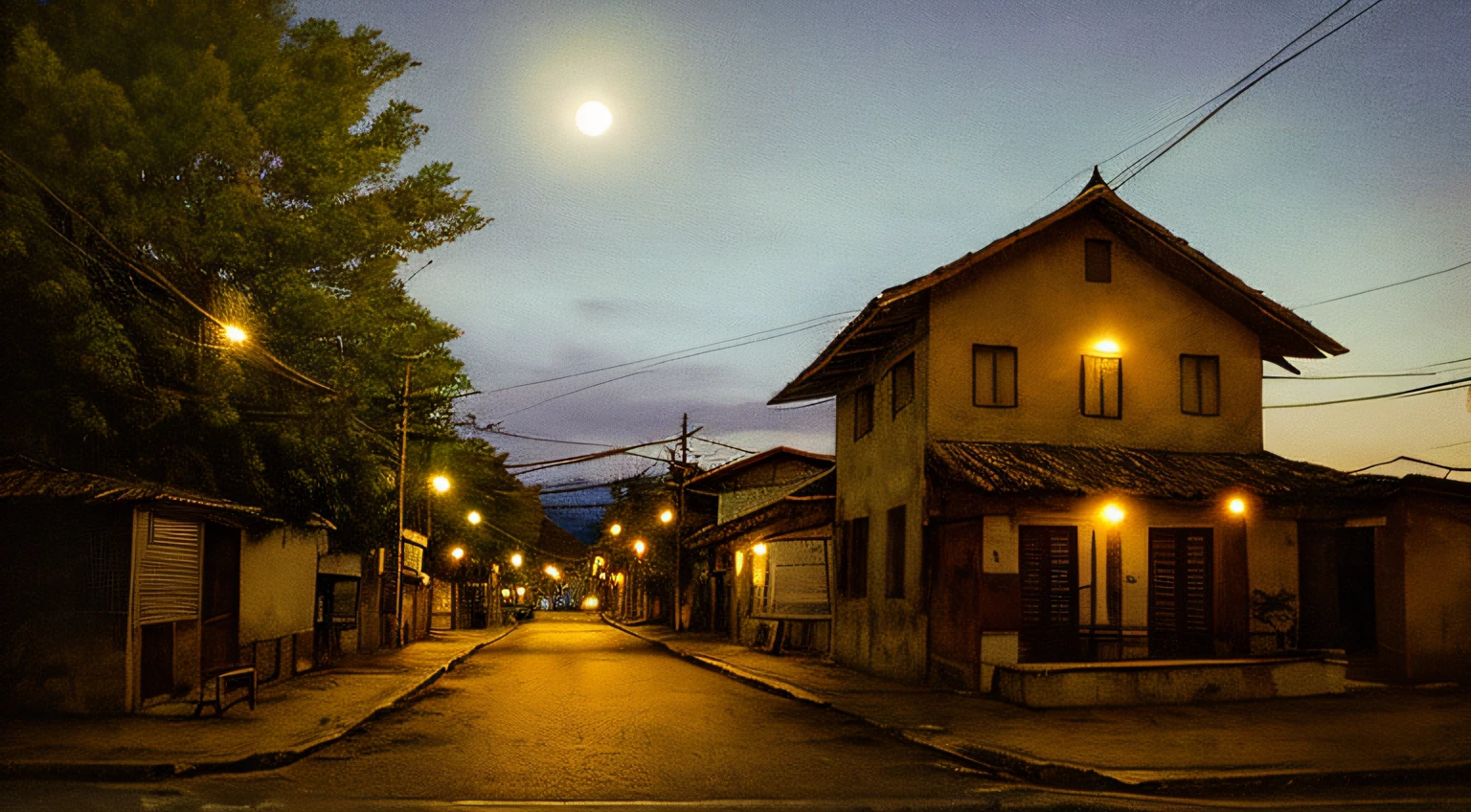 In the small medium town Medivel, pequena cidade sinistra. In the pale moonlight like a veil of mystery.