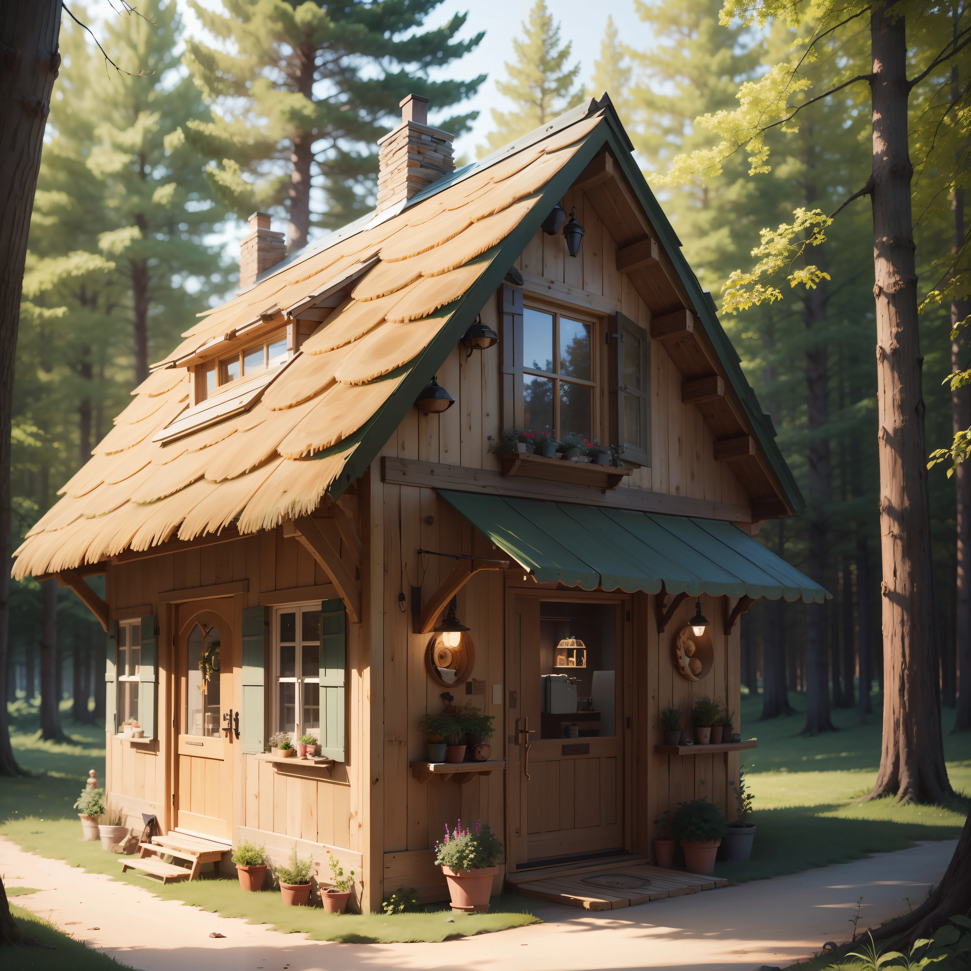 House-café, Made from bagels, in the woods