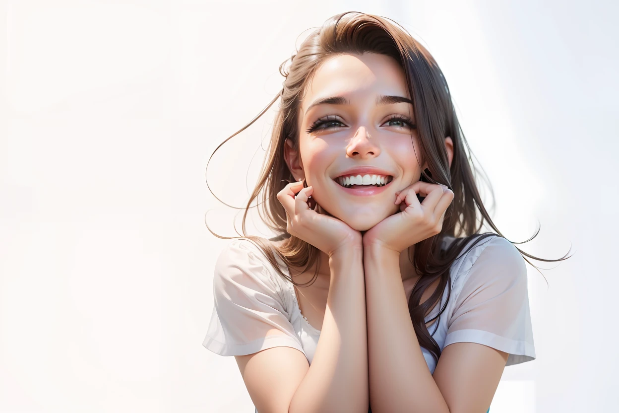 Realistico, detalhado 4k, sorriso radiante, empolgada