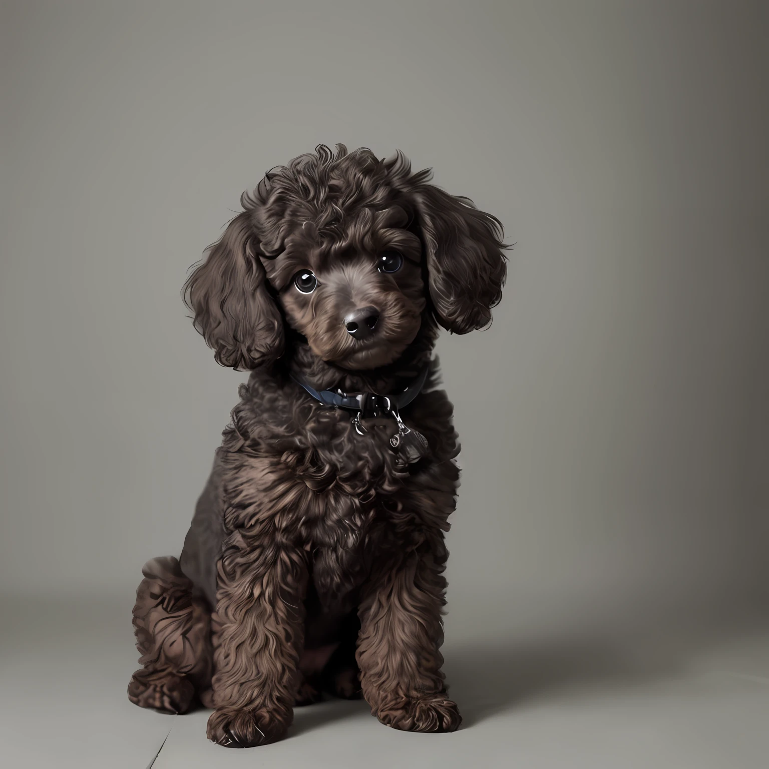 best quality, 4k, 8k, ultra high res, photograph, sharp focus, intricate texture, black toy poodle sitting happily