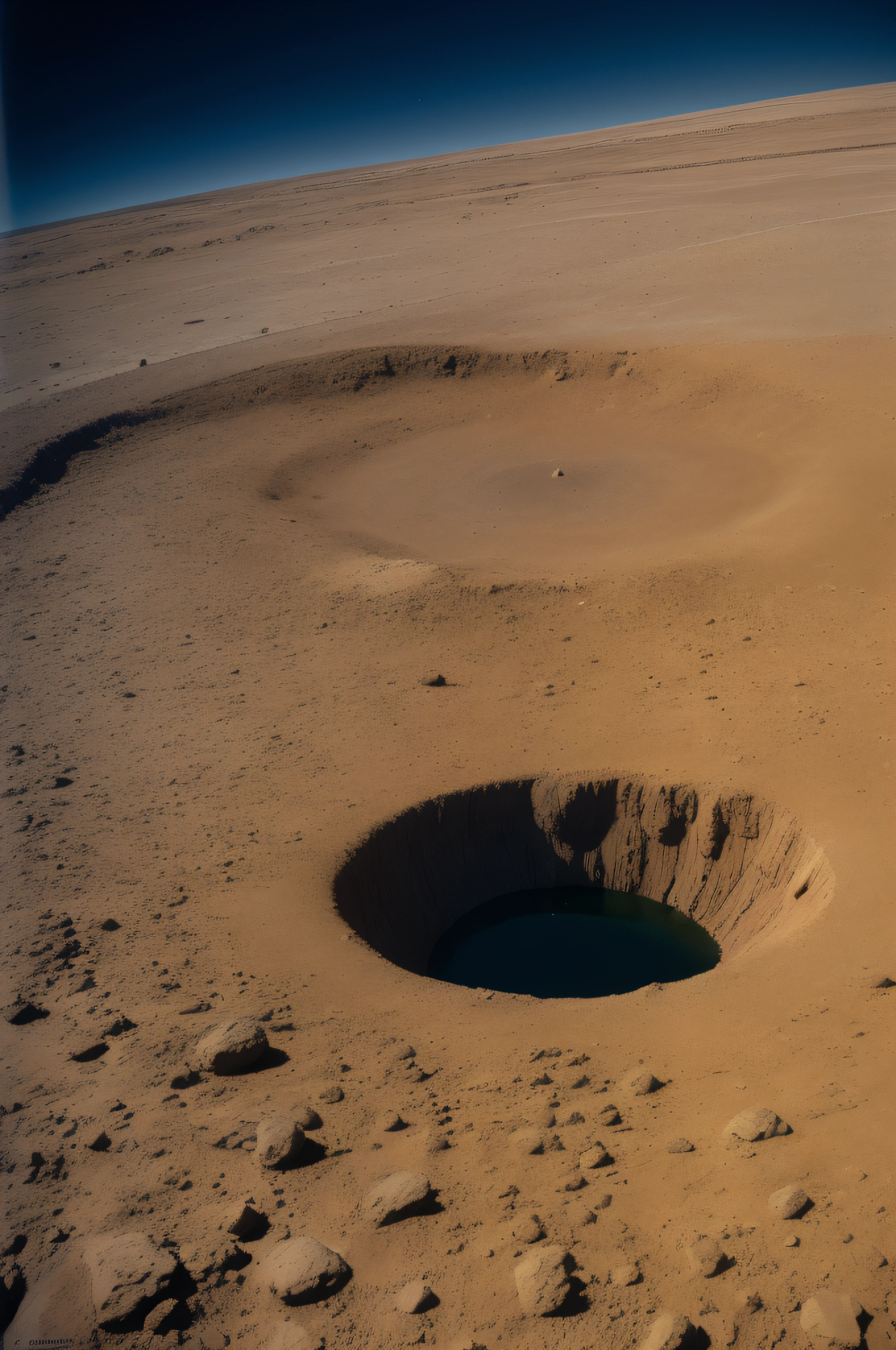 cratera na terra, crater on the ground, homem melancolico, back vision, Recortes de revistas dos anos 50, surrealismo, Vindima do Futuro, scientific fiction, cores fortes, foto do filme, Grain, 35 mm, Mati Klarwein