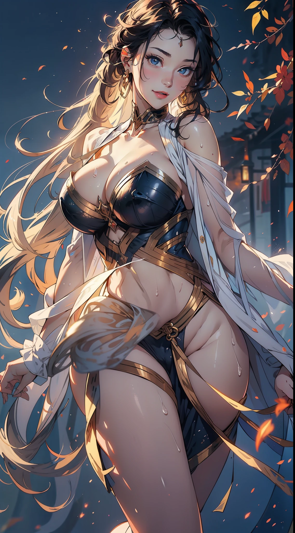 beautiful lady, Alphonse Mucha's style, light reflections, voluminetric lighting,sexy big breasts exposed，1female，36 years old，Huge breasts， 独奏， wonder women， wearing a tuxedo，  She has long flowing hair， Bare genitalia， standing on your feet，Bigchest，Wet straight hair，Sweat profusely，drenched all over the body，frontage， hair straight， mostly cloudy sky，（（（tmasterpiece），（Very detailed CG unity 8K wallpaper），best qualtiy，cinmatic lighting，detailed back ground，beatiful detailed eyes，Bright pupils，（Very fine and beautiful），（Beautiful and detailed eye description），ultra - detailed，tmasterpiece，）），facing at camera，A high resolution，ultra - detailed），beautifullegs，Very long hair，legs are open，Emotive expressions，Smile，Open-mouthed，Flushed complexion，Chest sagging，，Camel toes，with no underpants，extremely large bosom，Extremely colorful，Most detailed，fully body photo，The face is well lit