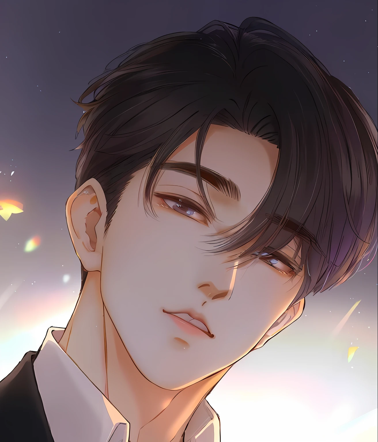 anime boy with black hair and a white shirt and tie, anime handsome man, heise jinyao, artwork in the style of guweiz, delicate androgynous prince, handsome guy in demon slayer art, cai xukun, inspired by Bian Shoumin, anime portrait of a handsome man, beautiful androgynous prince, high quality fanart, handsome prince