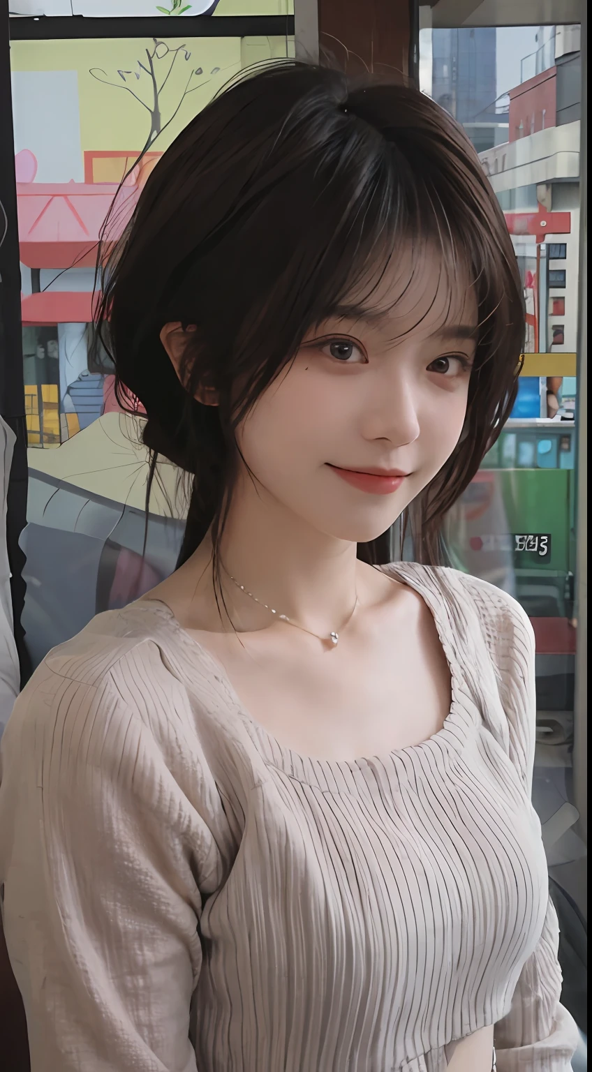 best qualtiy， 超高分辨率， （realisticlying：1.4），cute hairpin，Baoyu Girl，2girls, Beautiful woman with a slim figure:1.4, Abs:1.2, (with short brown hair, mideum breasts:1.3), Pink cropped sweater:1.4, 浴室,Ultra-fine face，Elaborate Eyes，二重まぶた，ssmile，choker necklace