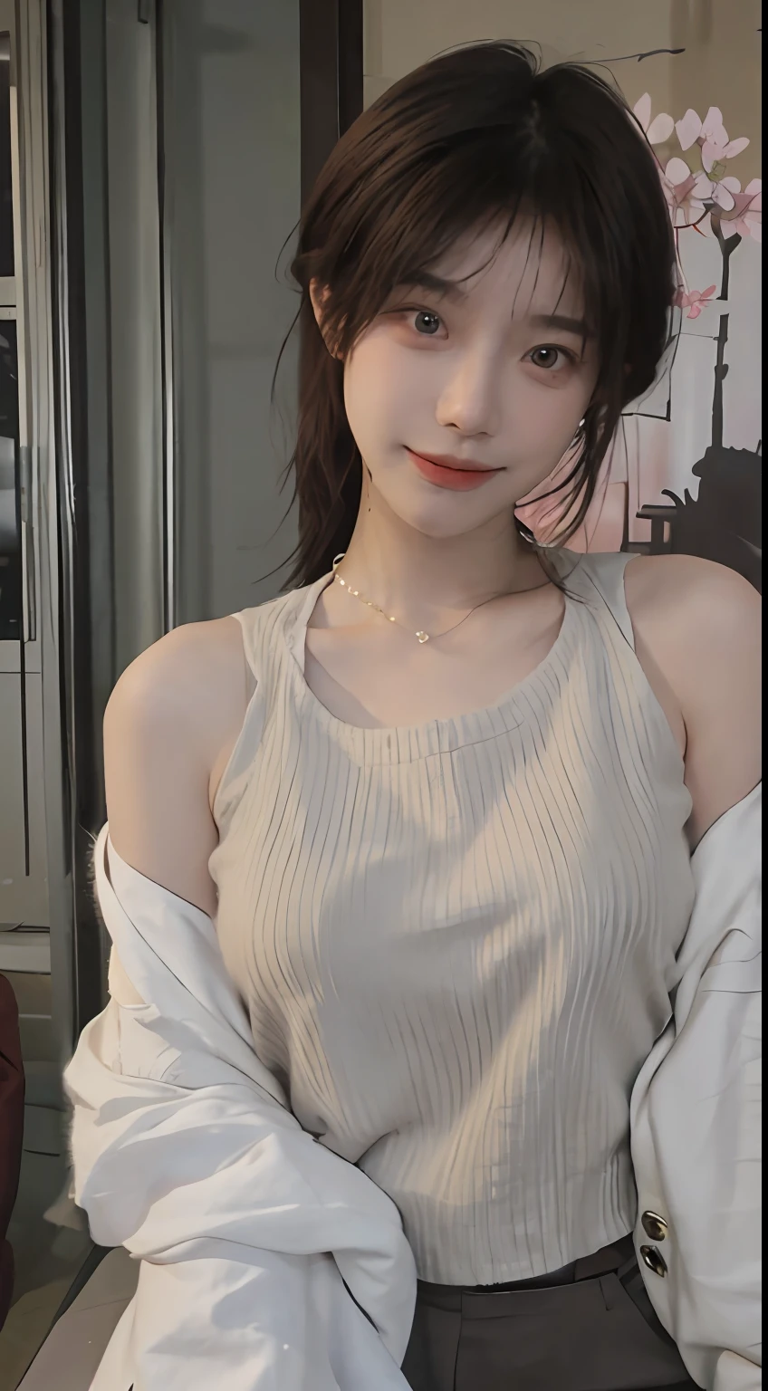 best qualtiy， 超高分辨率， （realisticlying：1.4），cute hairpin，Baoyu Girl，2girls, Raised sexy，a sense of atmosphere，Royal sister，Beautiful woman with a slim figure:1.4, Abs:1.2, (with short brown hair, mideum breasts:1.3), Pink cropped sweater:1.4, 浴室,Ultra-fine face，Elaborate Eyes，二重まぶた，ssmile，choker necklace