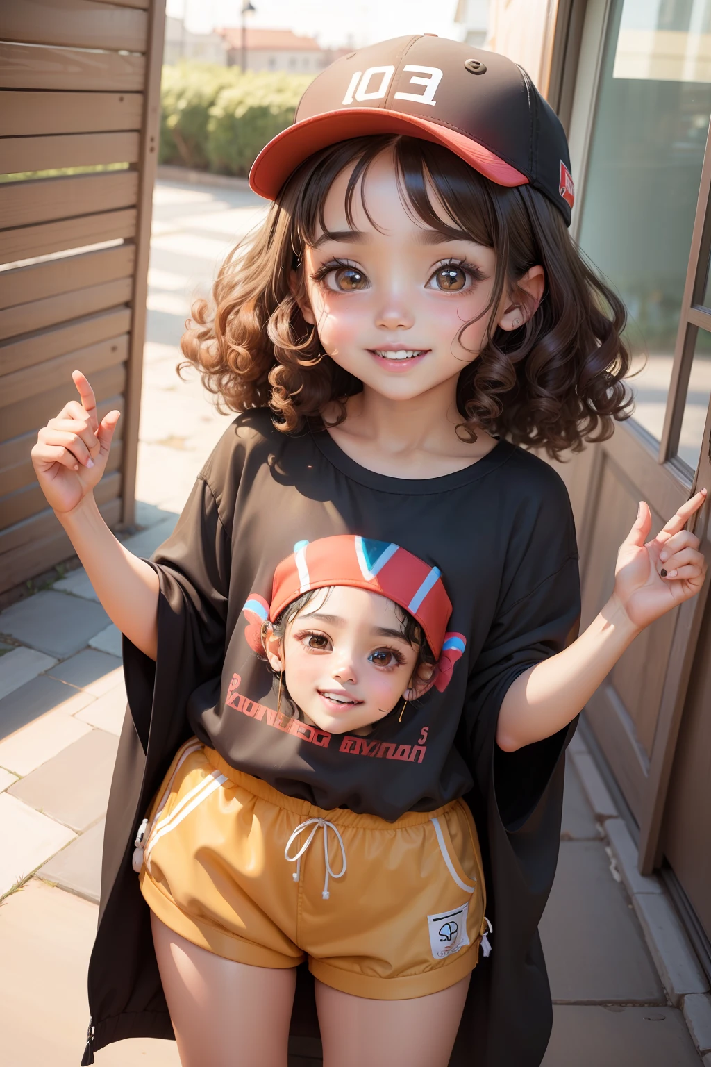 Name: Maya
Age and appearance: Maya is 7 years old, curly brown hair, large eyes and curious amber color. She is of average height and has an infectious smile. Maya loves to wear colorful and comfortable clothes, and always wears a cap with a fun design