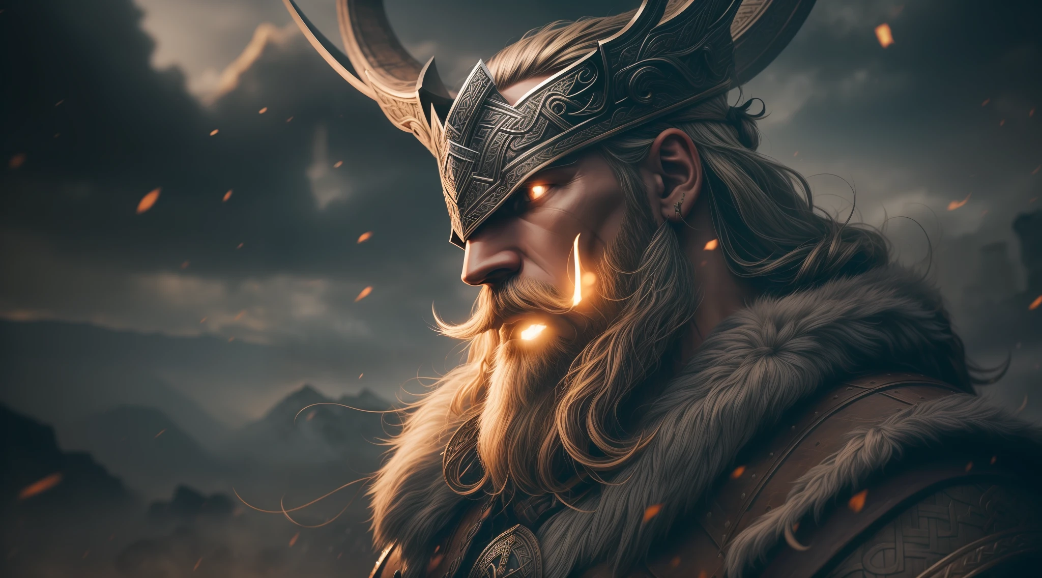 Create an ultra-realistic 4K background image with a Viking symbol inspired by Ragnar Lothbrok's 'Vikings' series. No need to create a complete scene, but rather an illustration of the Viking symbol in high quality and richness of detail. The symbol must be authentic, representando os valores dos guerreiros vikings, como coragem, Strength and dexterity. As cores utilizadas devem ser vivas e atraentes, with a touch of historical aspect, bringing out the epic atmosphere of the series. It is essential that the image is highly detailed and realistic, com texturas bem definidas e efeitos visuais impressionantes, ensuring quality in 4K resolution (3840x2160). The result should be an illustration of the Viking symbol that is aesthetically pleasing and perfectly suitable for use as a background, providing an immersive and impactful visual experience.