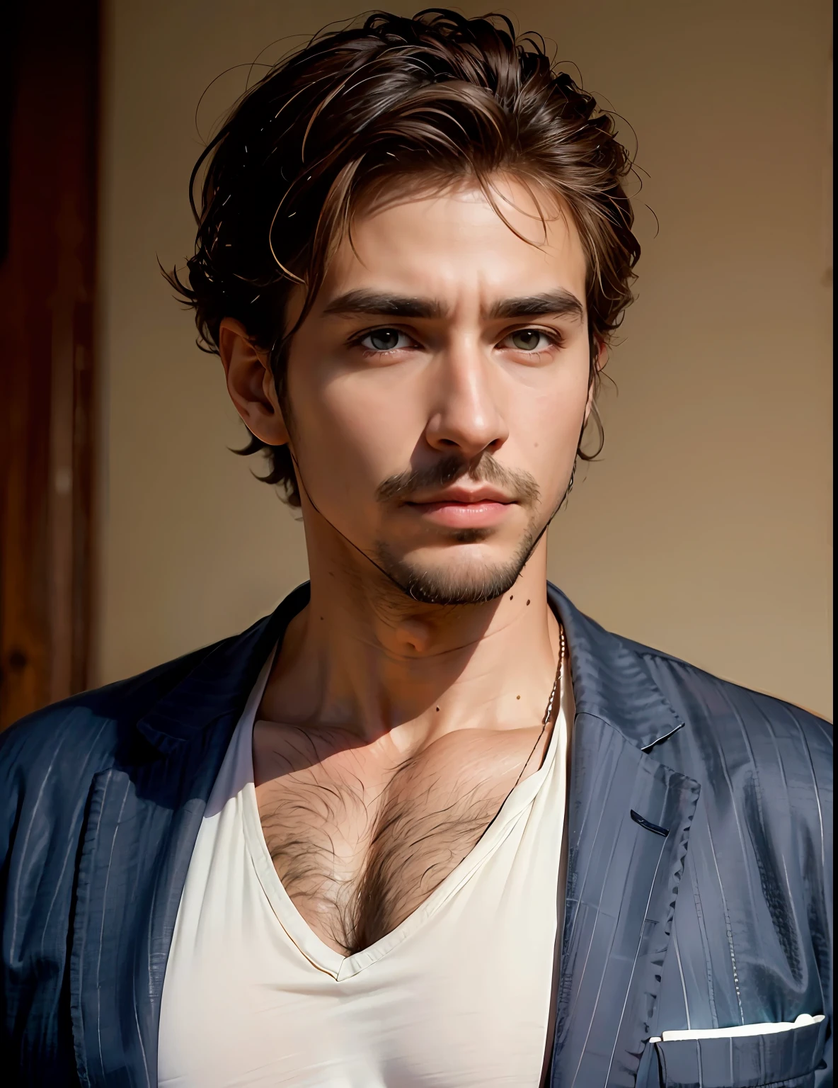 Best quality, masterpiece, ultra high res, (photorealistic:1.4), raw photo, handsome male, facial hair