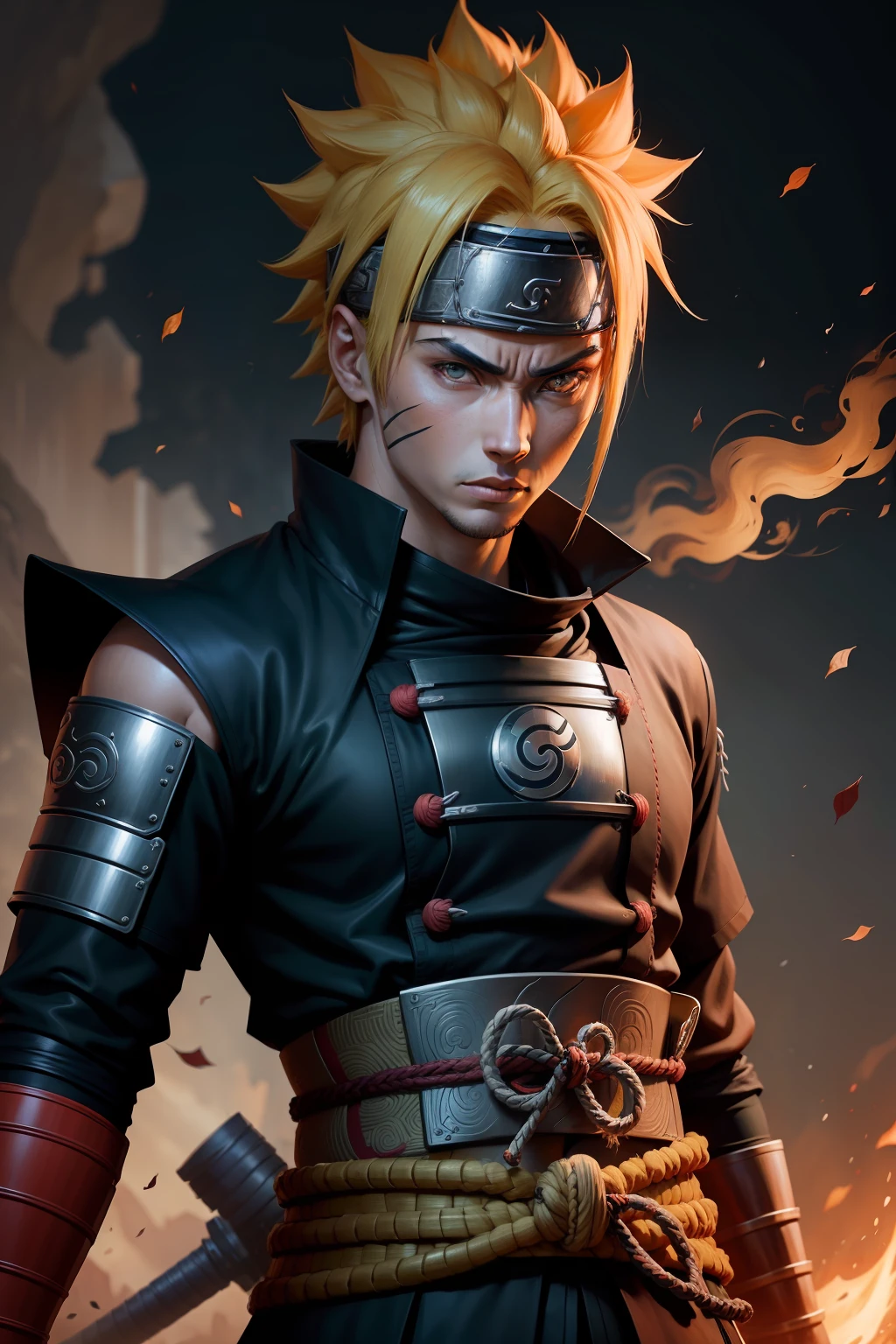 Naruto samurai with incredible details, thematic, rosto detalhado.