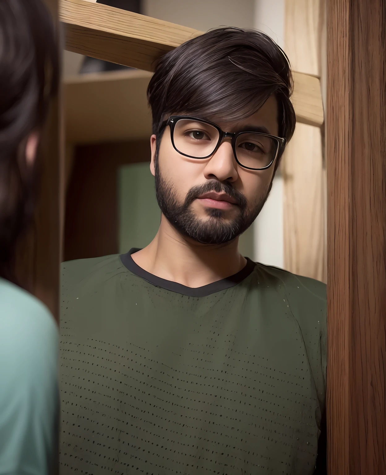 there is a man with glasses and a beard wearing a shirt, around 1 9 years old, portait photo profile picture, professional profile picture, profile picture, headshot profile picture, profile pic, with accurate face, very very low quality picture, with beard, khyzyl saleem, very clear picture, profile picture 1024px, front profile!!!!