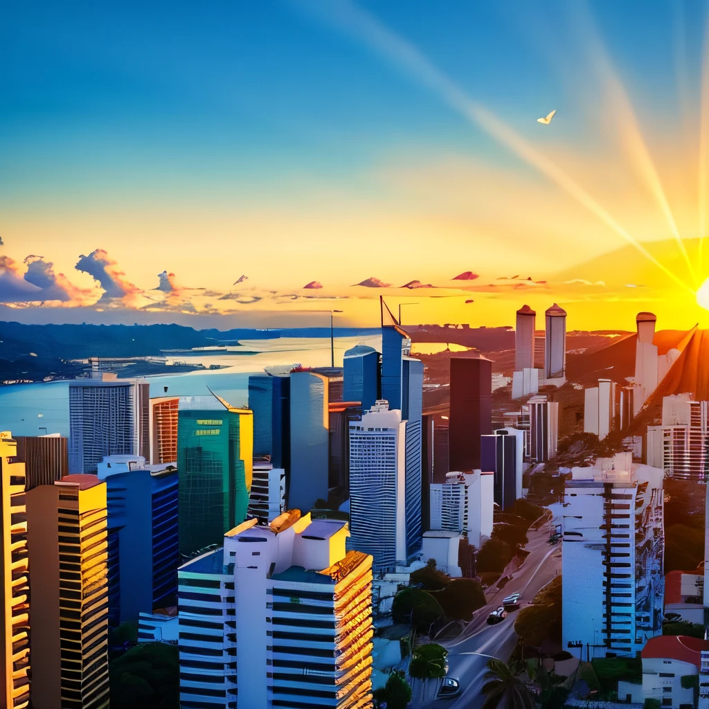 cidade de nova iorque, Featured tall buildings, carros ao fundo, blur da cor do sol, Confusion, bonita vista, por do sol em nova iorque, Sunny sky, estrada principal no meio da cidade, foto tem que estar em 1080p