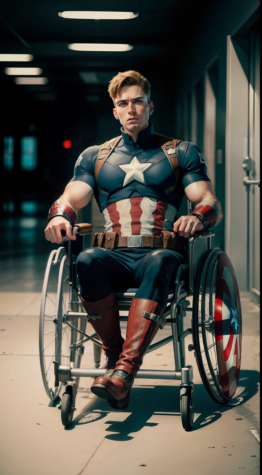 Captain America in a wheelchair