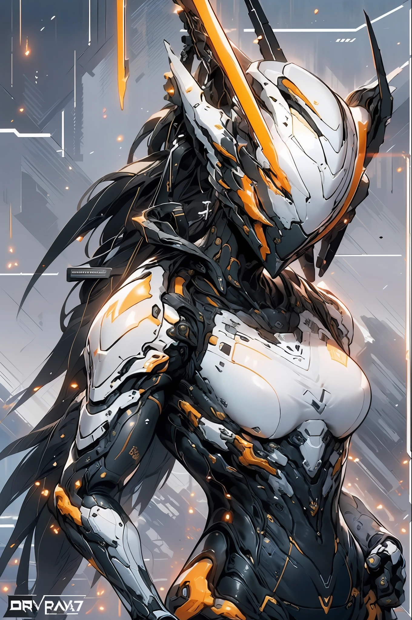a close up of a person holding a sword in a dark room, warframe art, high quality warframe fanart, genji, exquisite warframe fanart, warframe fanart, detailed warframe fanart, detailed warframe, warframe armor, warframe concept art, warframe destiny fanart, genji from overwatch, warframe destiny art, keqing from genshin impact