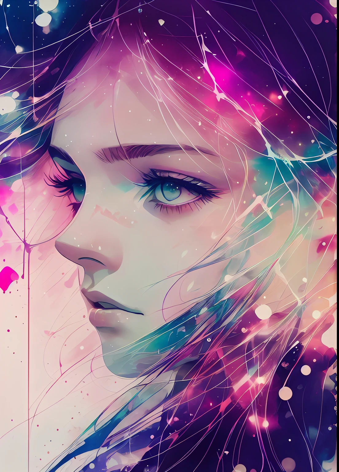 a woman by agnes cecile, luminous design, pastel colours, ink drips, autumn lights