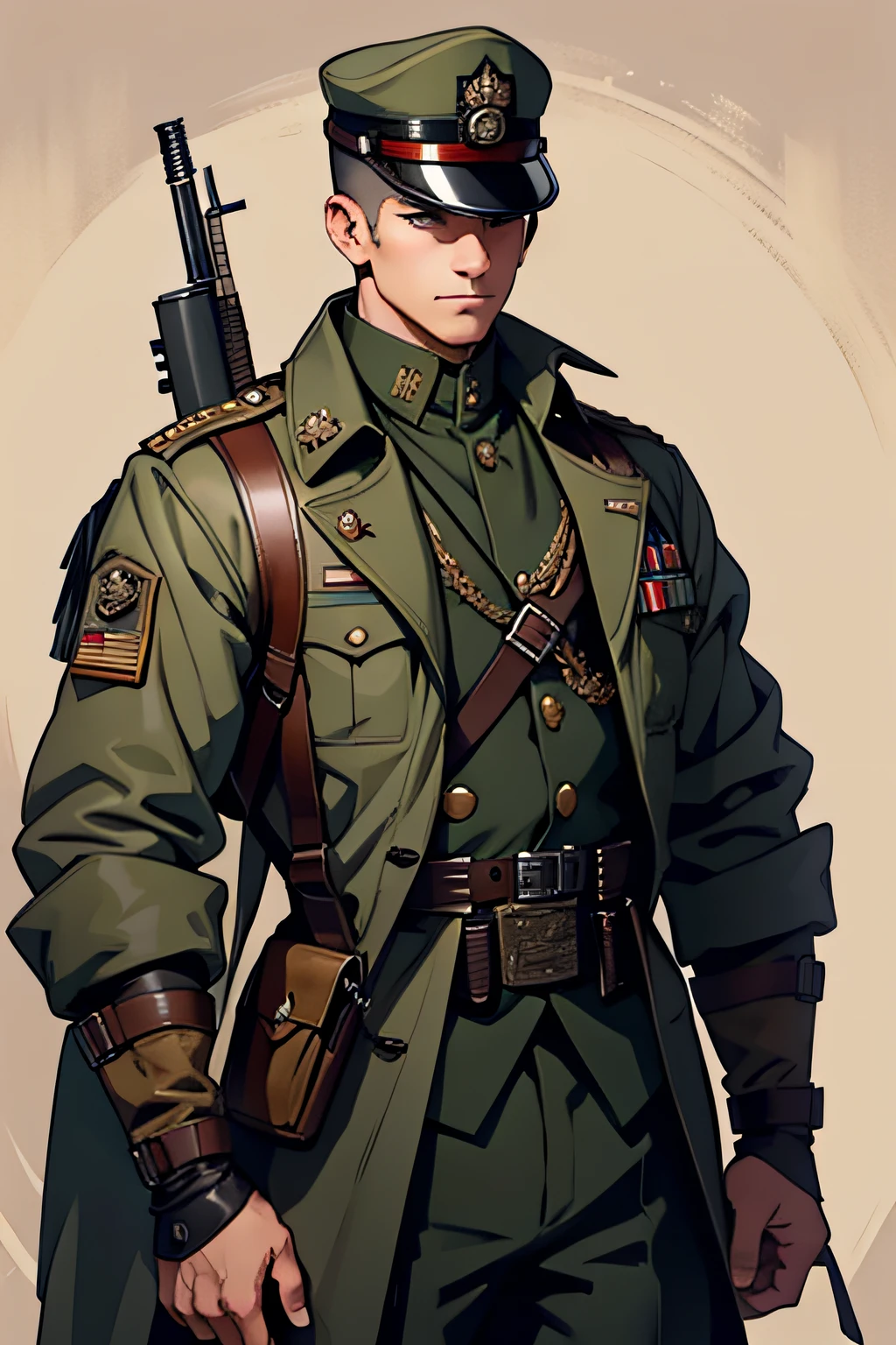 military army, collective of soldiers in steampunk style military clothing