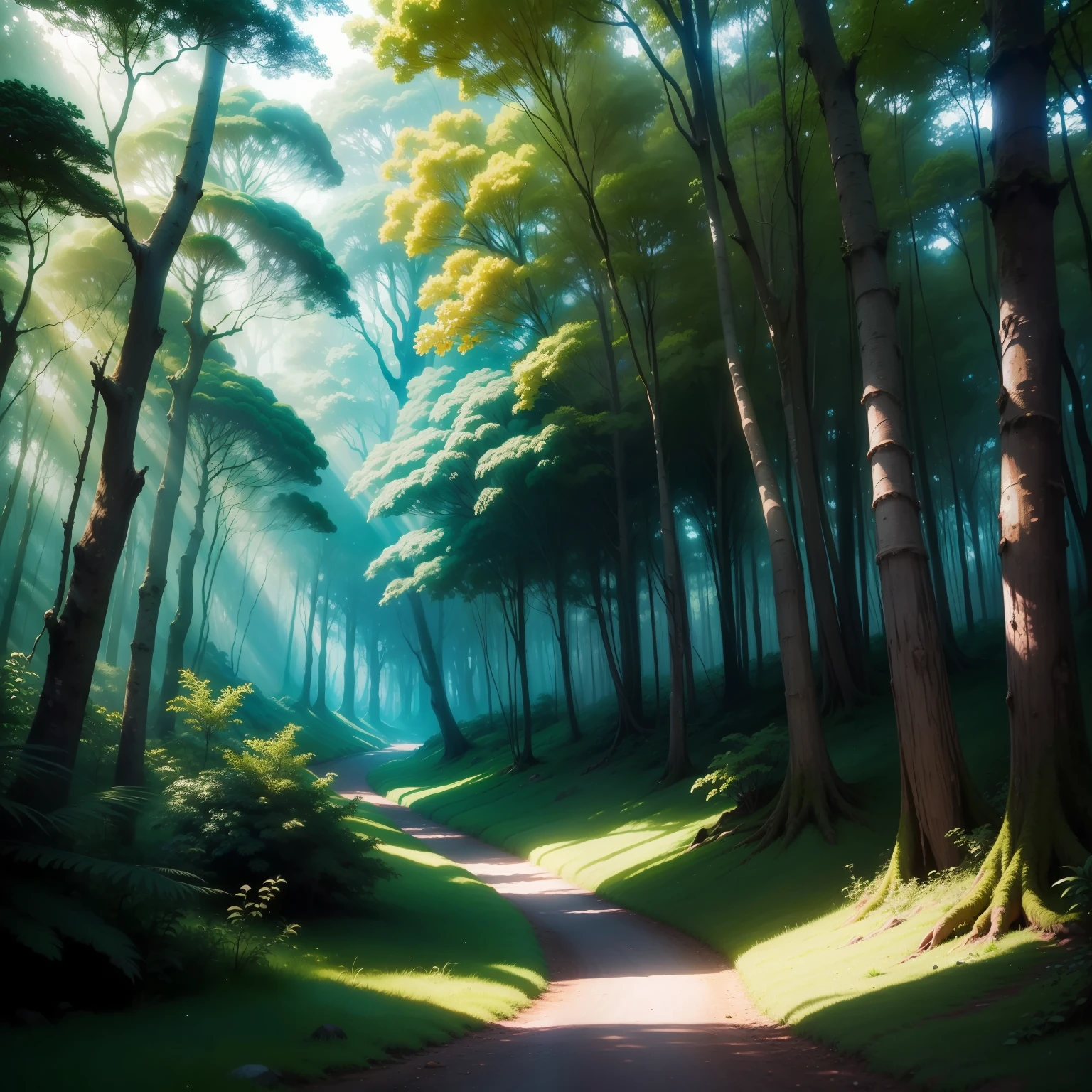 Paisagem , magical forest , floresta densa , luz colorida e bem detalhada , fantastic atmosphere, rpg , Mystical creatures , floresta sinuosa , reino das fadas ,
Elfos