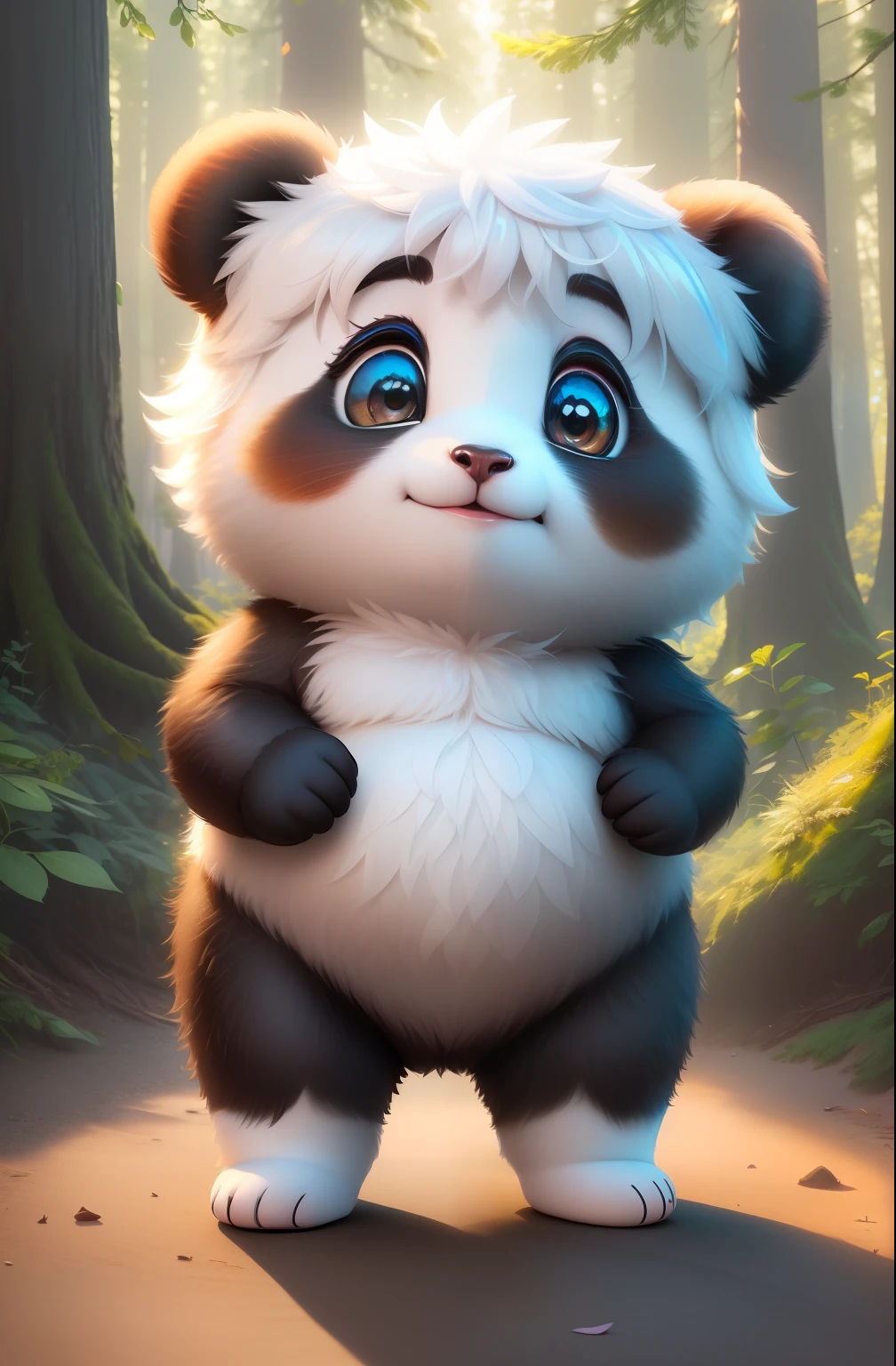 (masterpiece), (best quality), (ultra-detailed), (full body:1.2), Super cute, Baby Panda, Pixar character, Big bright eyes, Fluffy, Smile, Delicate and fine, Fairy tales, Incredibly high detailed, Pixar style, Bright color palette, Natural light, Simple background with forest view, Octane render, Trending on Artstation, Gorgeous, Ultra wide angle, 8k, HD, Realistic,