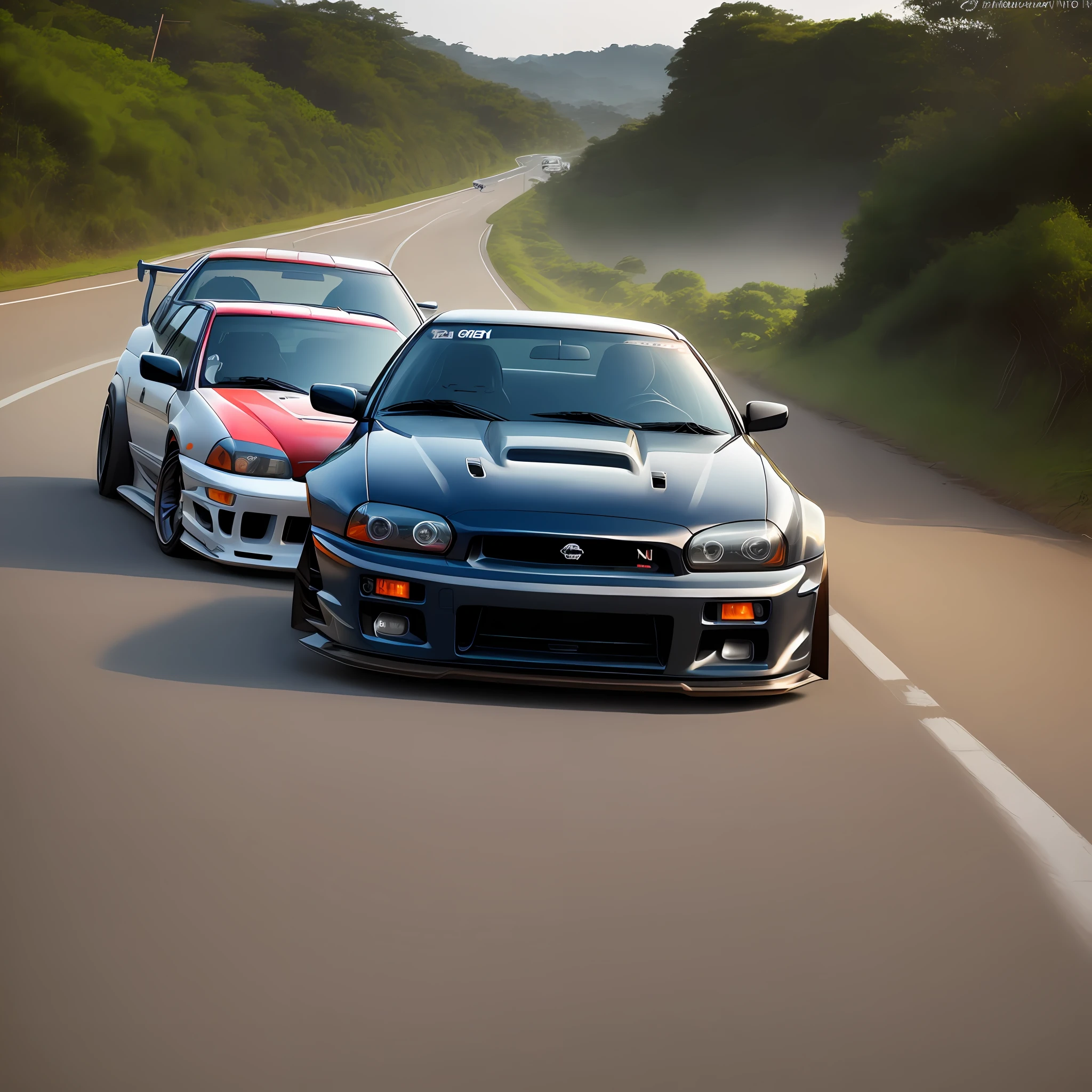 Estrada a noite com gtr nissan r34
