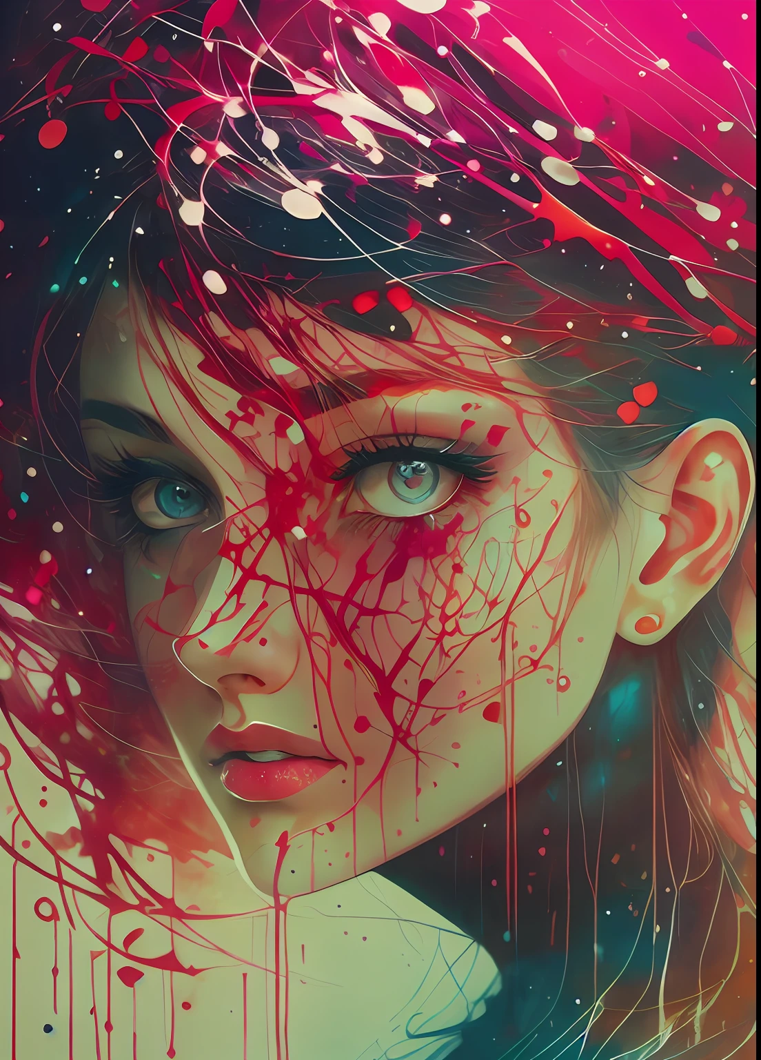 a woman by agnes cecile, luminous design, pastel colours, ink drips, autumn lights