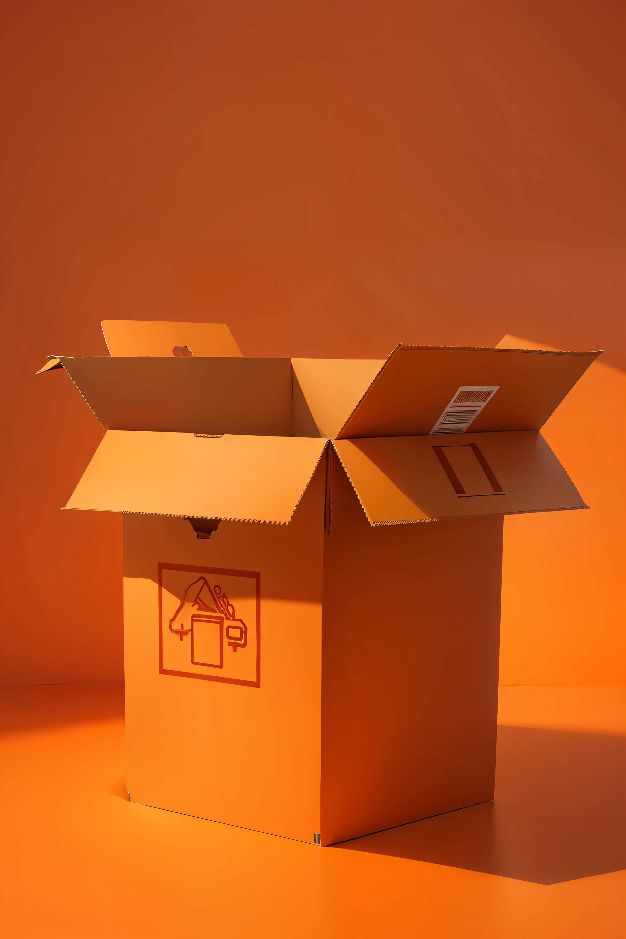 cardboard delivery box, fundo laranja