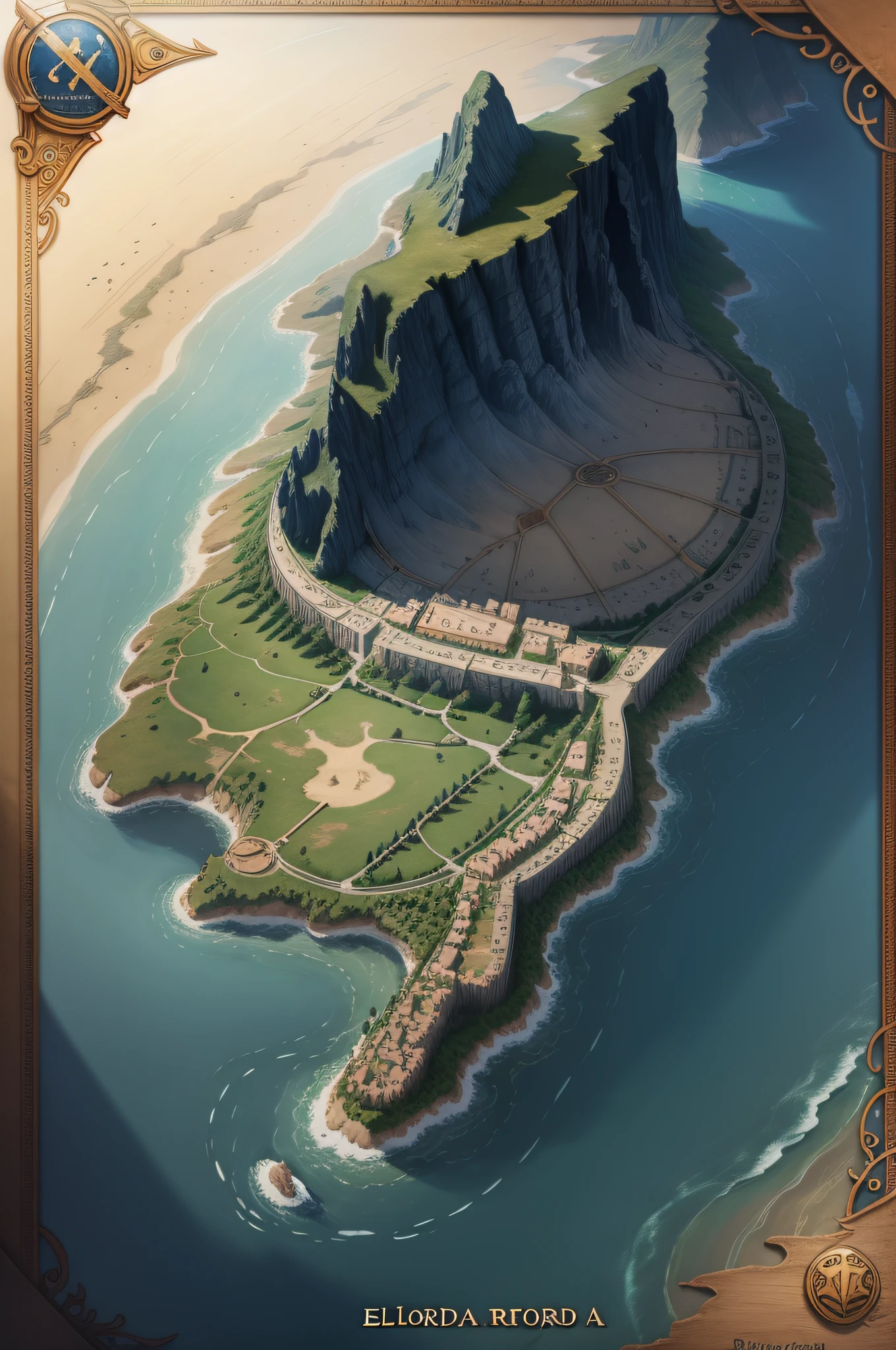 A map of Eldoria, with the hero's path marked.