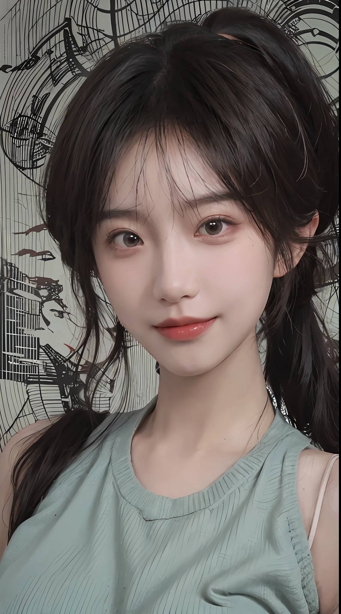 best qualtiy, 超高分辨率, (realisticlying:1.4),cute hairpin,Baoyu Girl,1girll, Raised sexy,a sense of atmosphere,Royal Sister,Beautiful woman with a slim figure:1.4, Abs:1.2, (High ponytail, mideum breasts:1.3), Pink cropped sweater:1.4, 浴室,Ultra-fine face,Elaborate Eyes,二重まぶた,ssmile,choker necklace