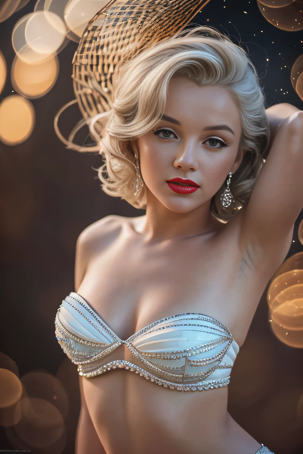 photo of beautiful young woman Marilyn Monroe 1960s, in a white flowy strapless dress posing for a photo, lovely woman, pretty woman, beautiful woman, stunning woman, casual pose, beautiful girl , attractive girl, sexy look, pretty girl, beautiful picture, (red lips lipstick), elegant makeup, sunset, style by (Steve McCurry), Nikon Z FX Device, Spring EF 70mm, cinematic lighting, studio backdrop, style long exposure, long shot type, vibrant color scene, photorealistic, intrinsic, beautiful face, ultra-detailed face, perfect body, full body, Flawless, realistic, highly detailed, art station, trend, master piece, realistic face, realistic skin, detailed eyes, great art, ultra realistic n-9 render, 4k, 8k, 16k, 20K, HDR, UHD, 64k, perfect lighting, studio lighting, photorealistic, hyper realistic, symmetrical face, unreal engine, Bokeh, High resolution scanning, professional photography