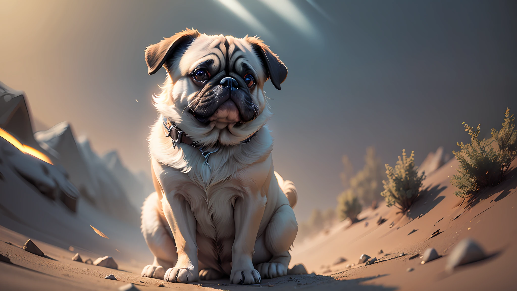 ((Best quality)), ((masterpiece)), (highly detailed:1.3), dog, pug, fog, dark, ancient technology,HDR (High Dynamic Range),Ray Tracing,NVIDIA RTX,Super-Resolution,Unreal 5,Subsurface scattering,PBR Texturing,Post-processing,Anisotropic Filtering,Depth-of-field,Maximum clarity and sharpness,Multi-layered textures,Albedo and Specular maps,Surface shading,Accurate simulation of light-material interaction,Perfect proportions,Octane Render,Two-tone lighting,Low ISO,White balance,Rule of thirds,Wide aperature,8K RAW,Efficient Sub-Pixel,sub-pixel convolution,luminescent particles,light scattering,Tyndall effect --auto --s2